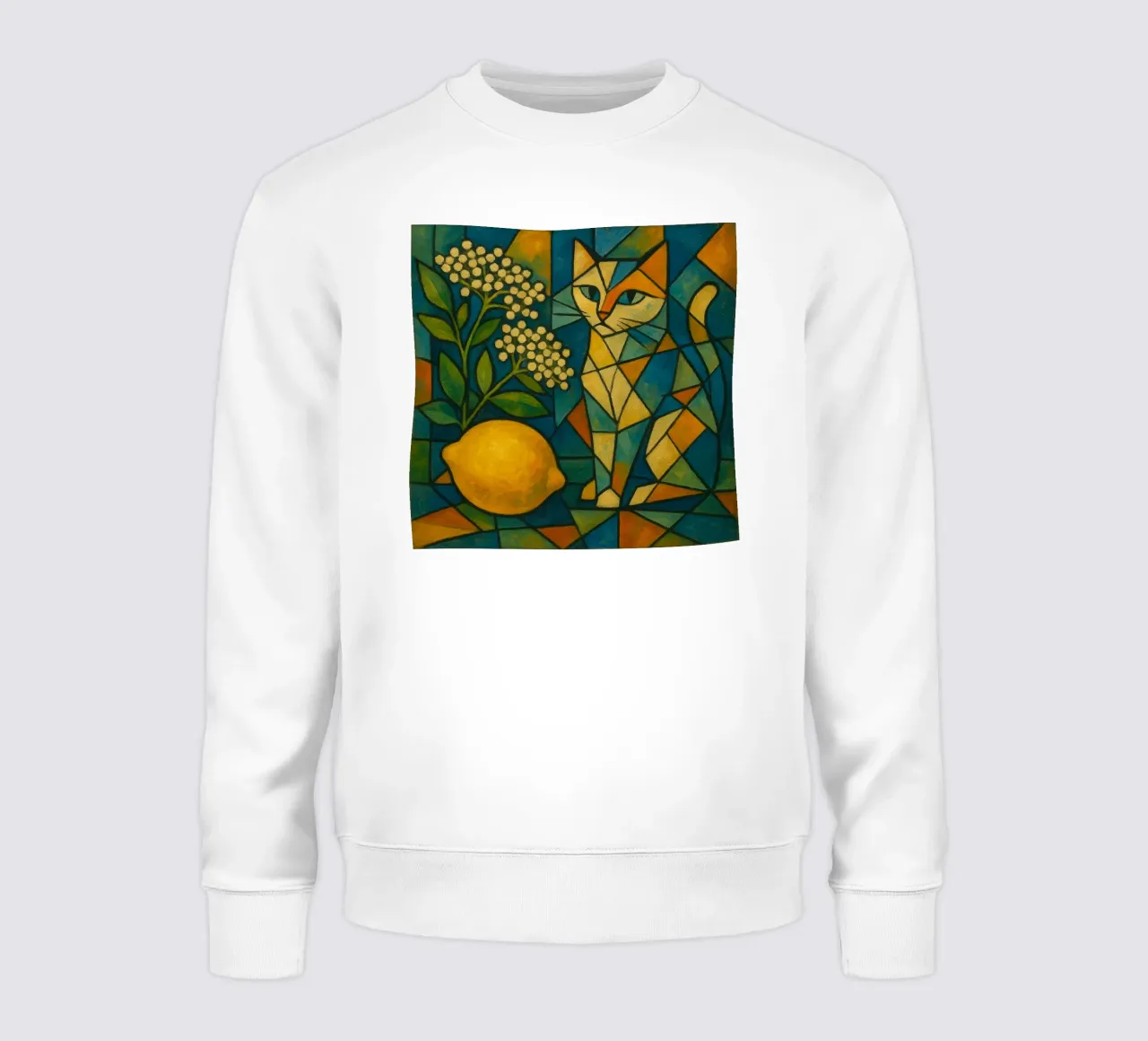 Elderflower Lemon Cat – Cubist Composition felpa da LemonCat Studio
