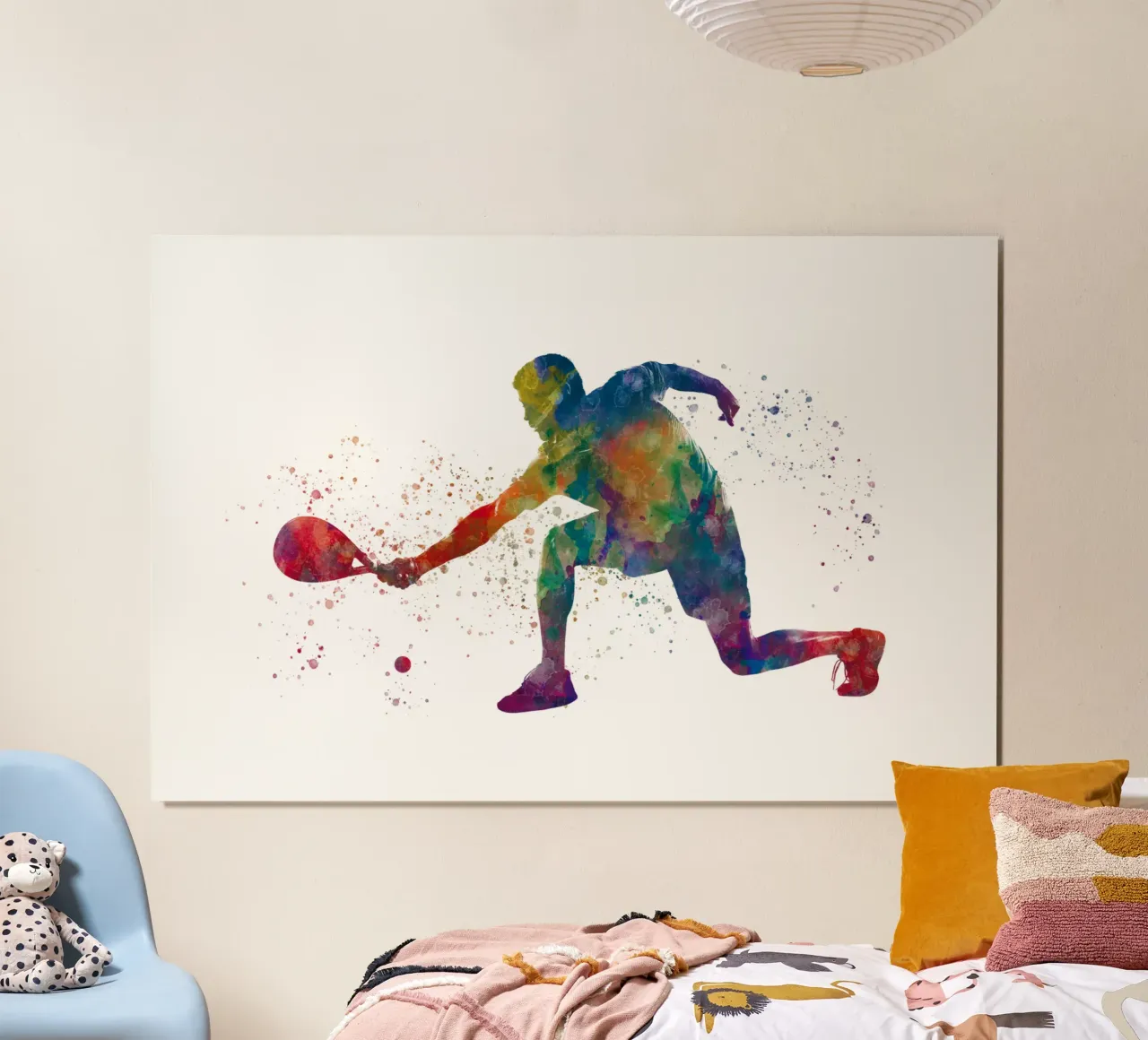 Giocatore di padel ad acquerello poster con telaio in alluminio da ⚽ Sports Pulse