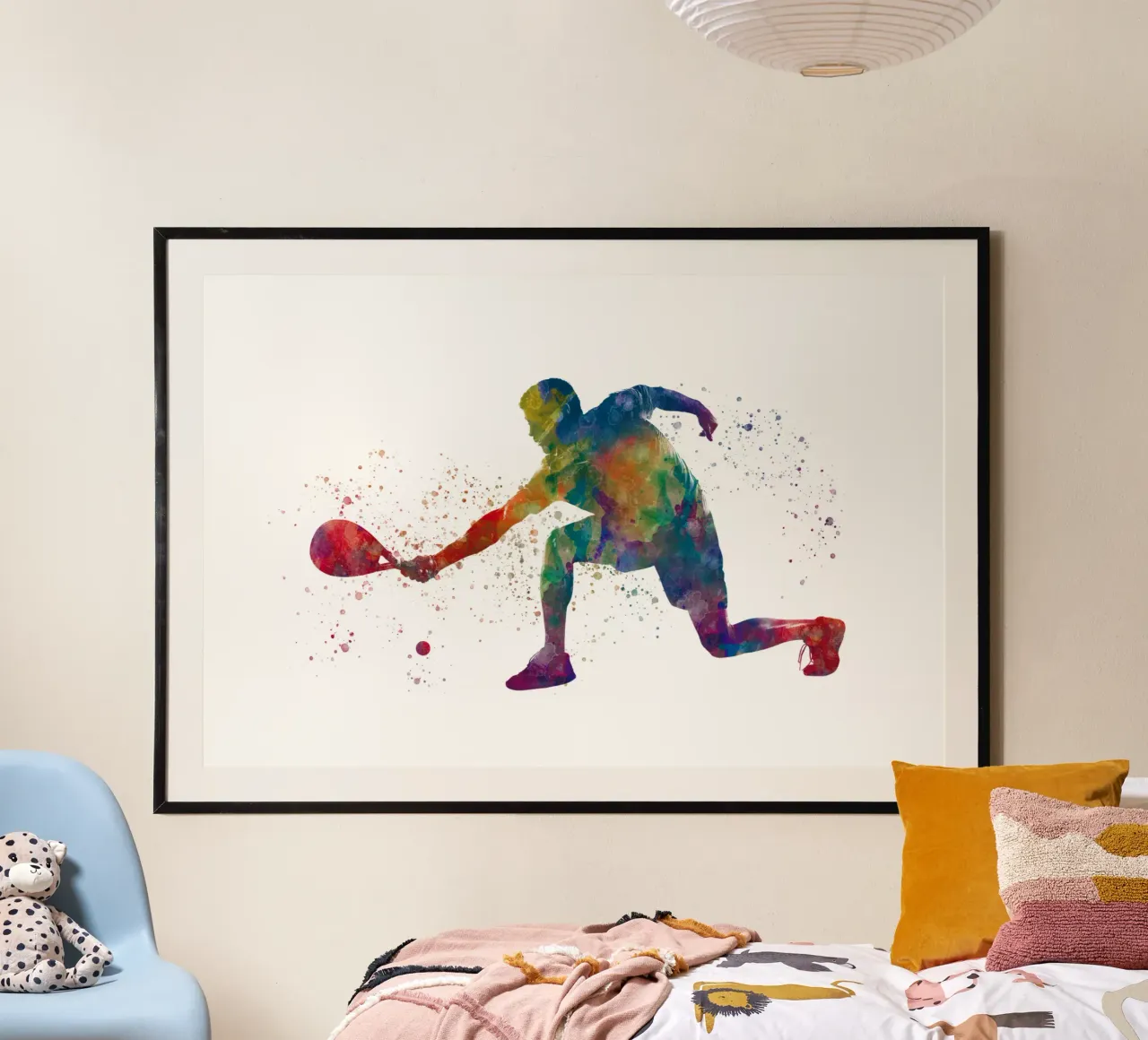 Giocatore di padel ad acquerello poster con telaio in alluminio da ⚽ Sports Pulse