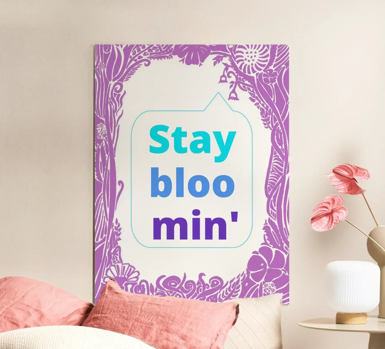 Stay bloomin' - Speaking Flower poster con telaio in legno da PaperLine Art