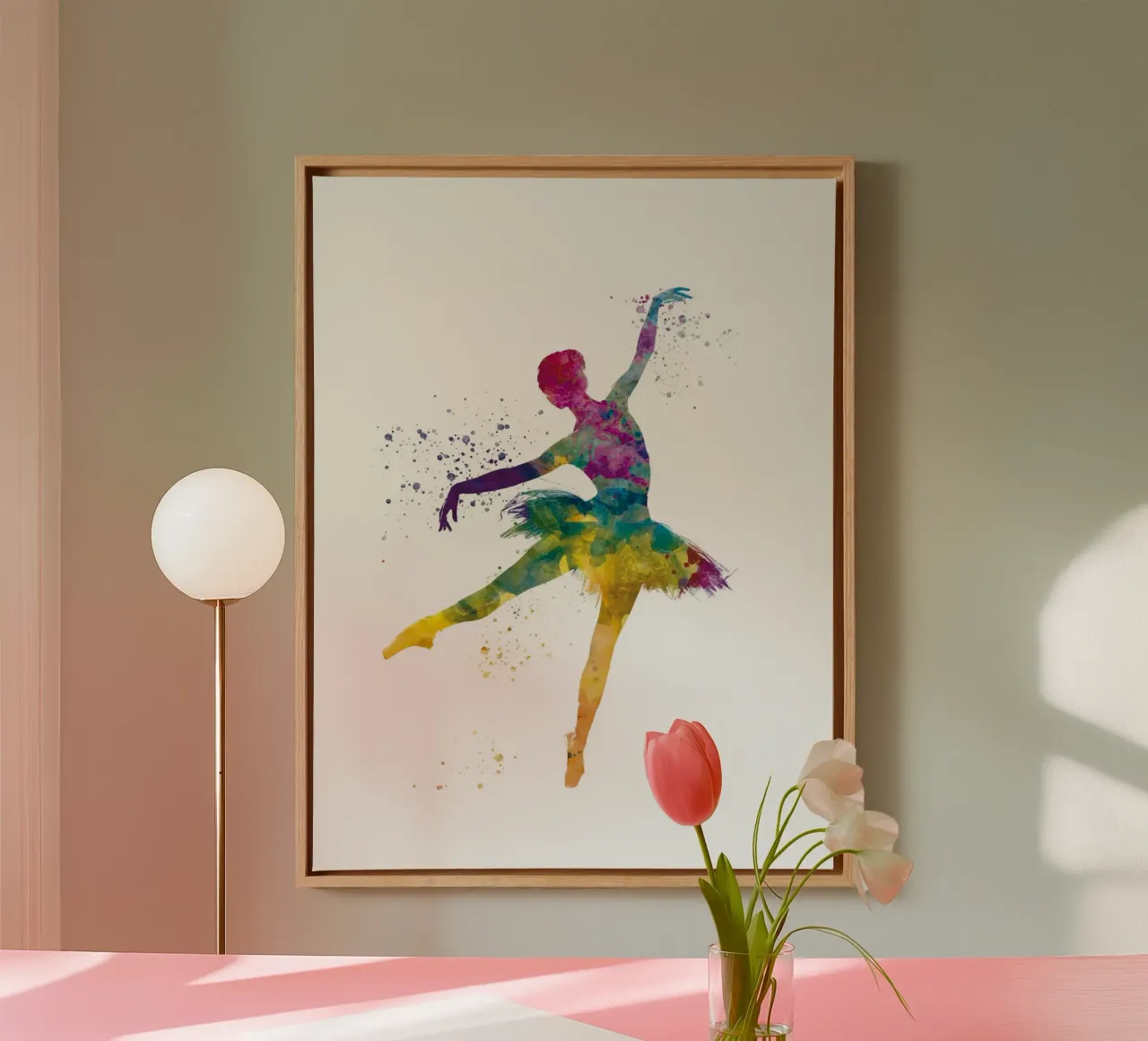 Ballerina di danza classica in acquerello tela con Cornice a cassetta da ⚽ Sports Pulse