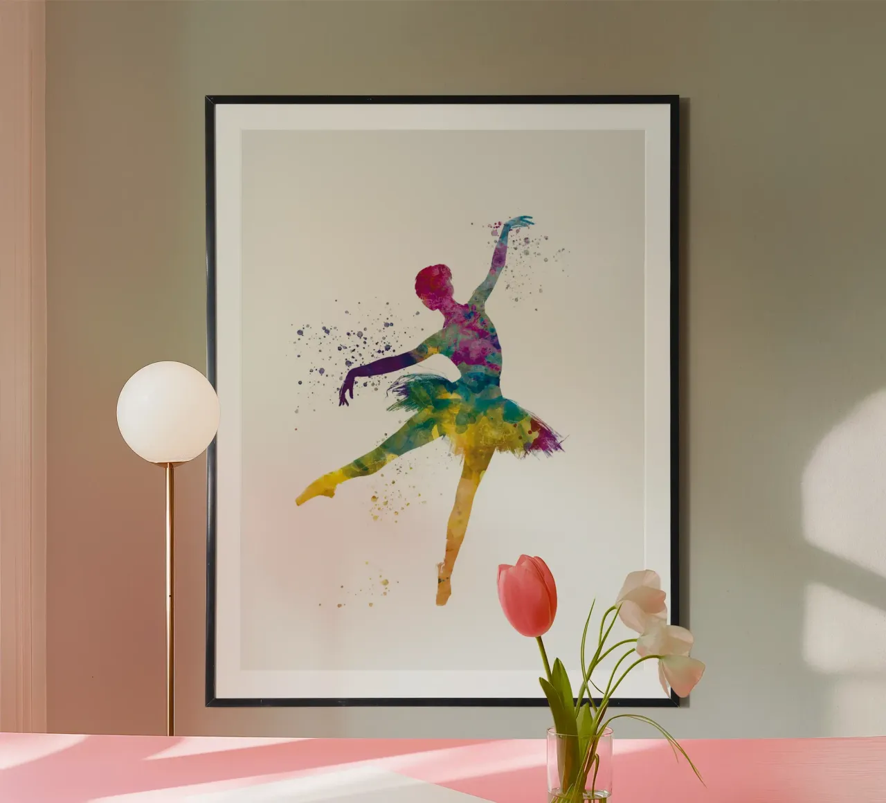 Ballerina di danza classica in acquerello poster con telaio in legno da ⚽ Sports Pulse