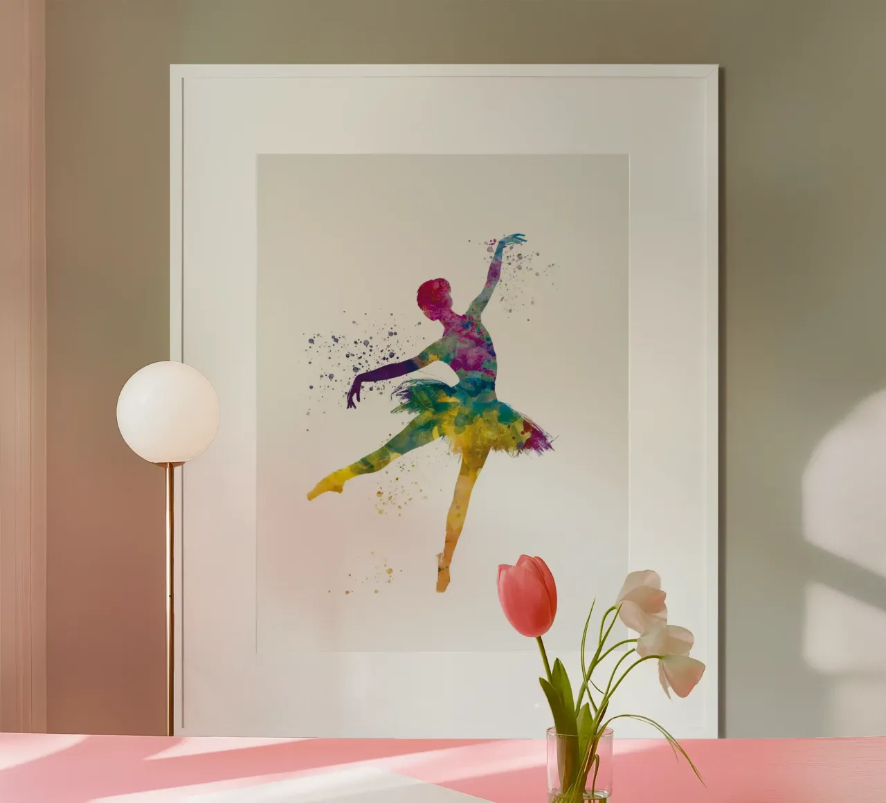 Ballerina di danza classica in acquerello poster con telaio in legno da ⚽ Sports Pulse