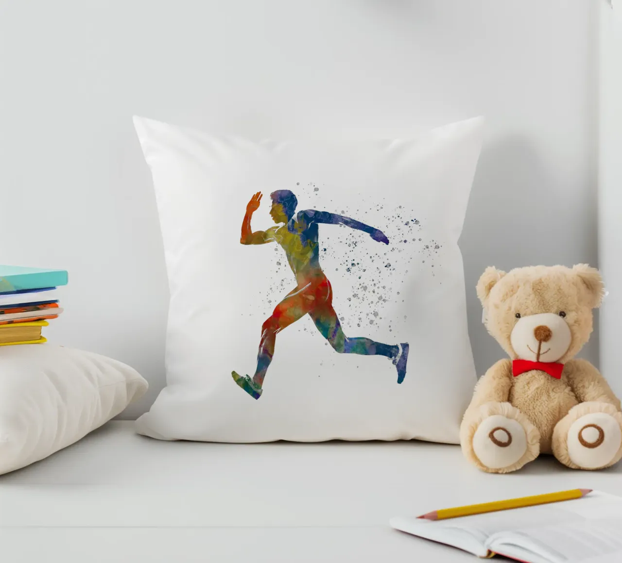 Corridore in acquerello cuscino da ⚽ Sports Pulse