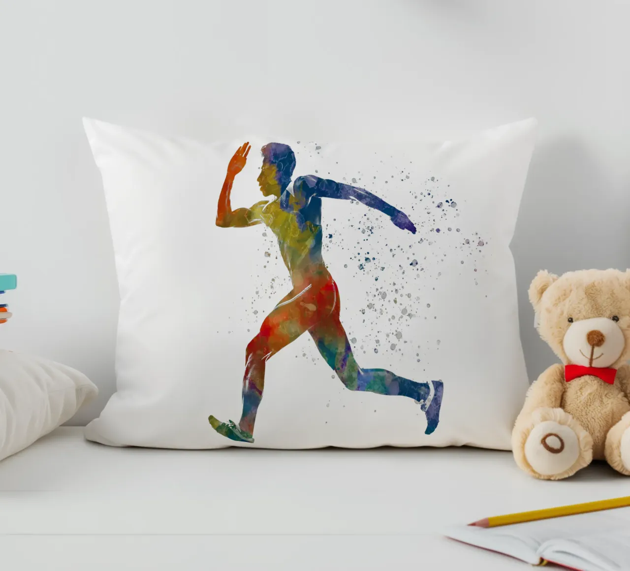 Corridore in acquerello cuscino da ⚽ Sports Pulse