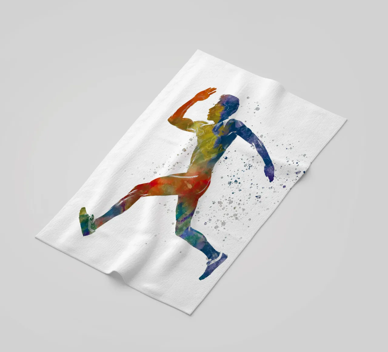 Corridore in acquerello telo mare da ⚽ Sports Pulse