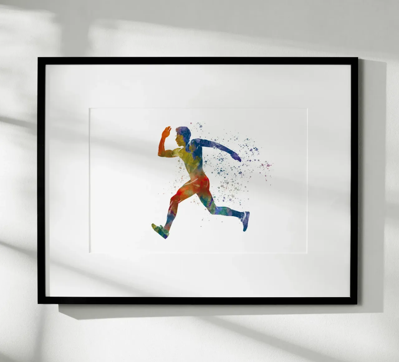 Corridore in acquerello poster con telaio in alluminio da ⚽ Sports Pulse