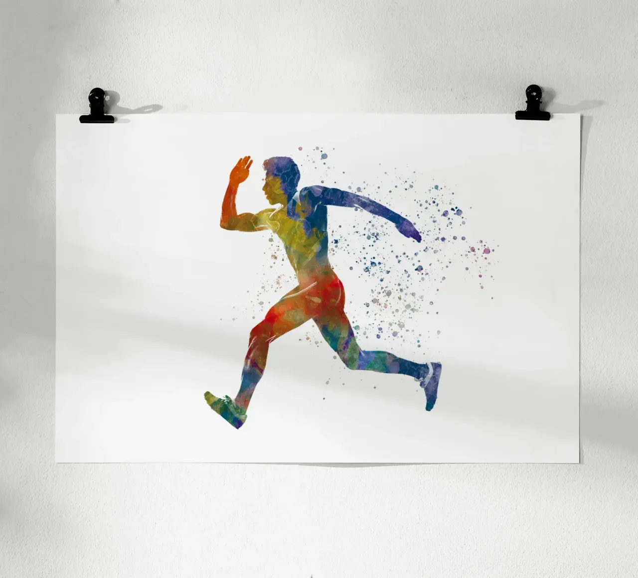 Corridore in acquerello poster con telaio in alluminio da ⚽ Sports Pulse