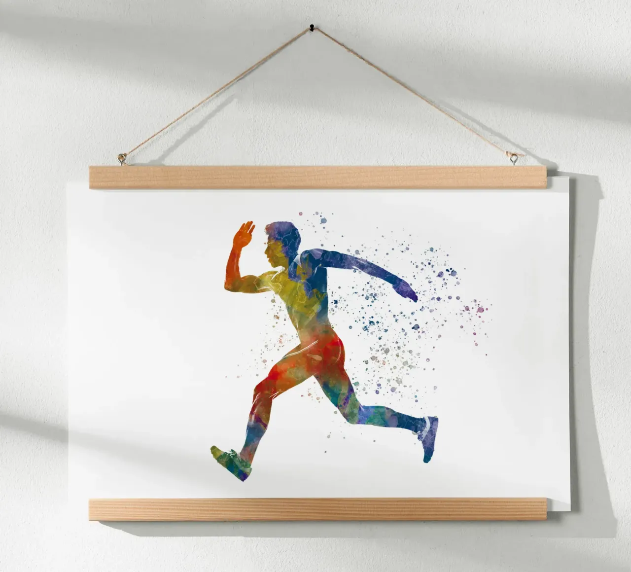 Corridore in acquerello poster con telaio in alluminio da ⚽ Sports Pulse