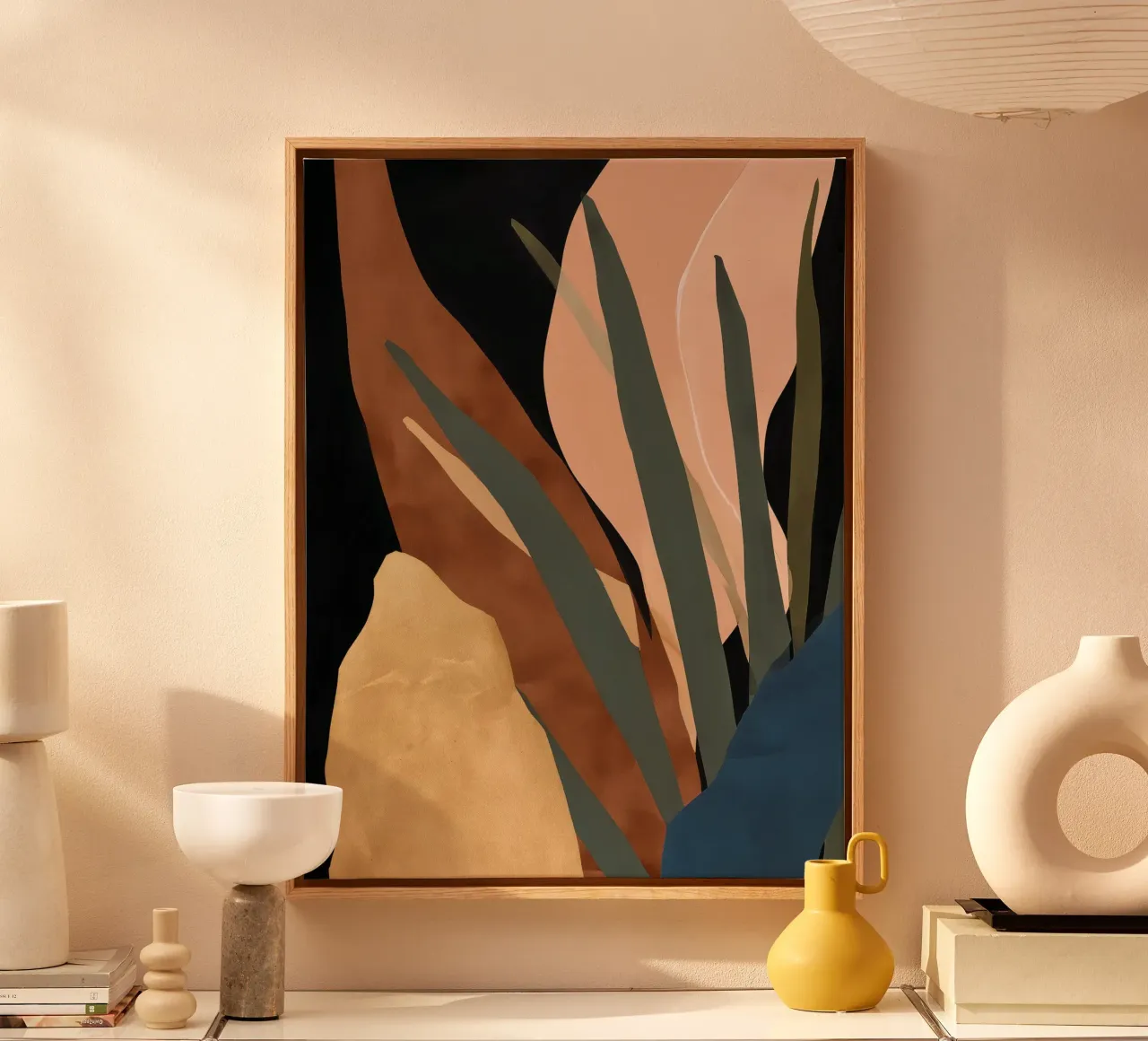 Bloemblaadjes en schaduw 3 canvas met Baklijst van Seed & Signal