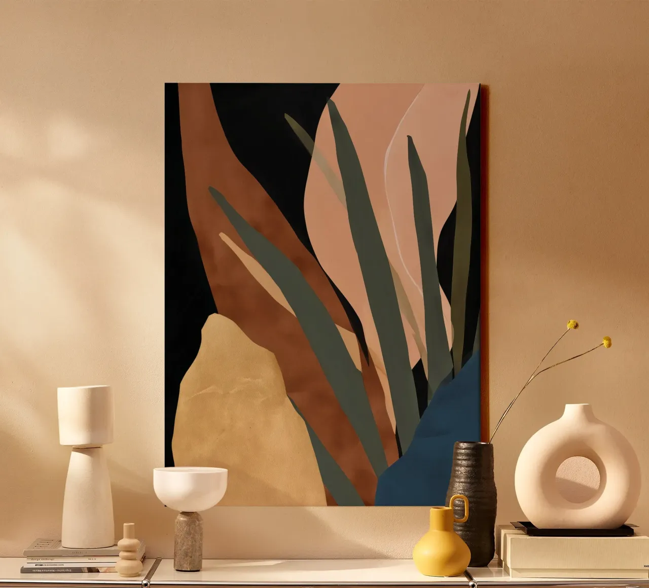 Bloemblaadjes en schaduw 3 canvas met Baklijst van Seed & Signal