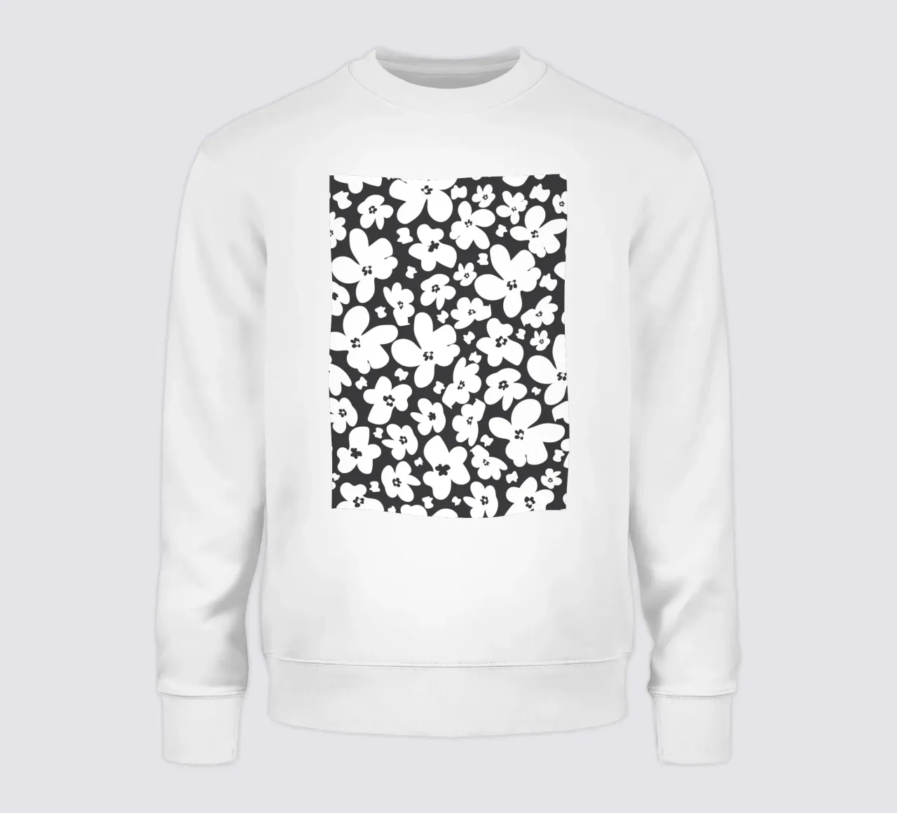 Semplice campo di fiori bianchi e neri felpa da gulsengunel