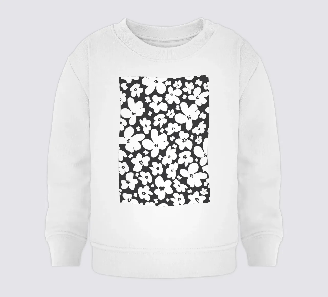Semplice campo di fiori bianchi e neri felpa neonato da gulsengunel