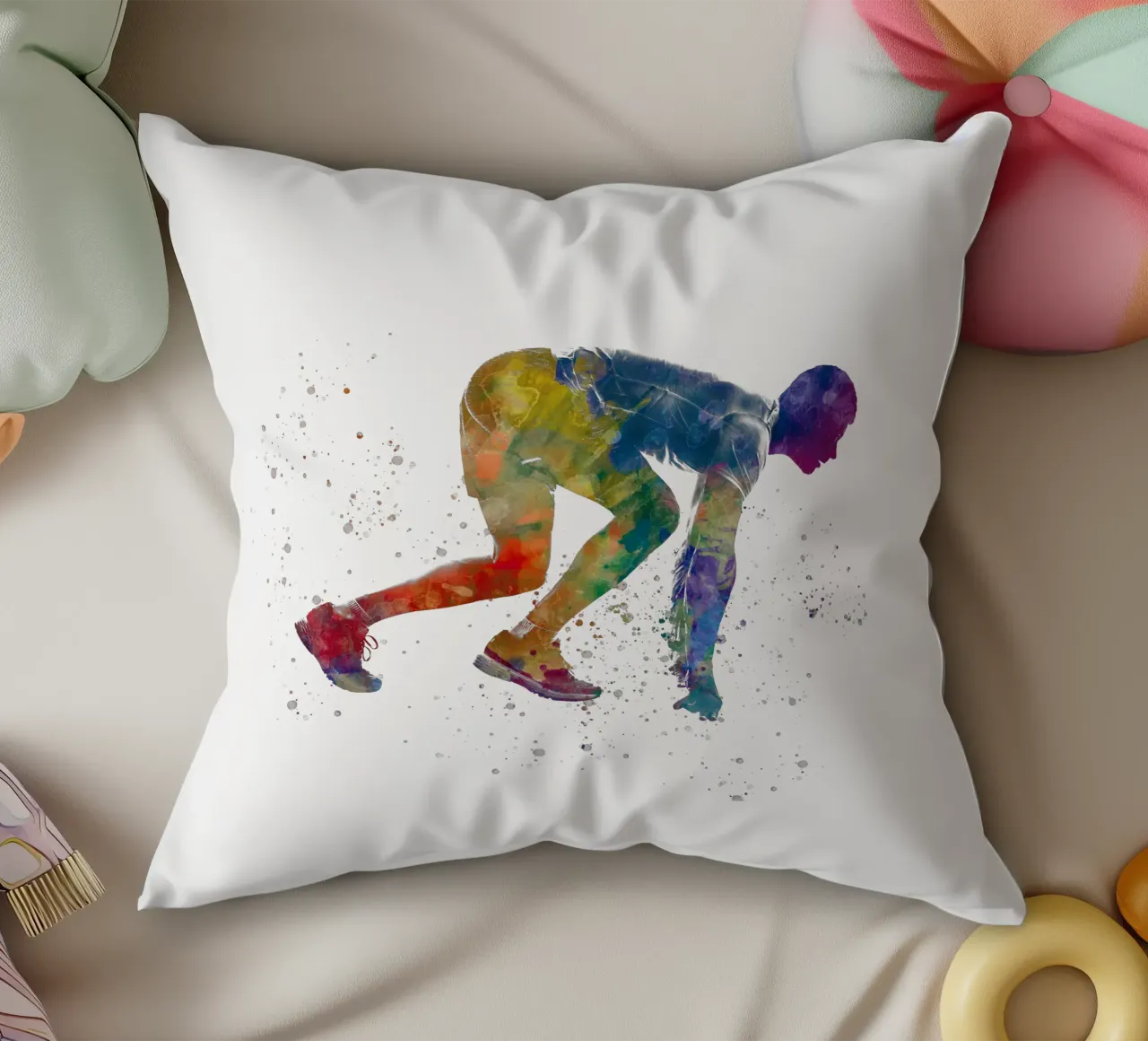 Atleta corridore in acquerello cuscino da ⚽ Sports Pulse