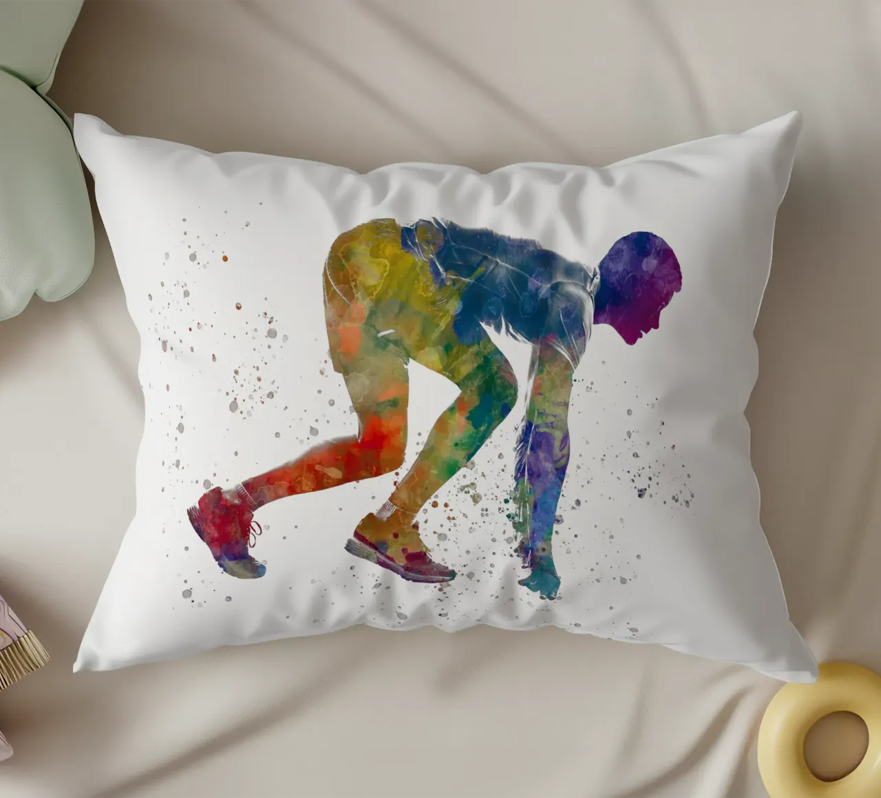 Atleta corridore in acquerello cuscino da ⚽ Sports Pulse