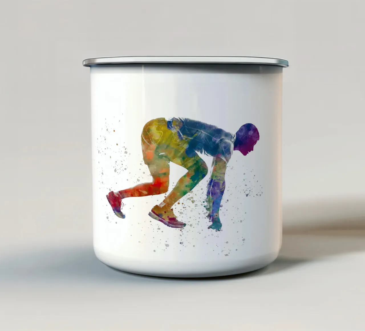 Atleta corridore in acquerello tazza in smalto da ⚽ Sports Pulse