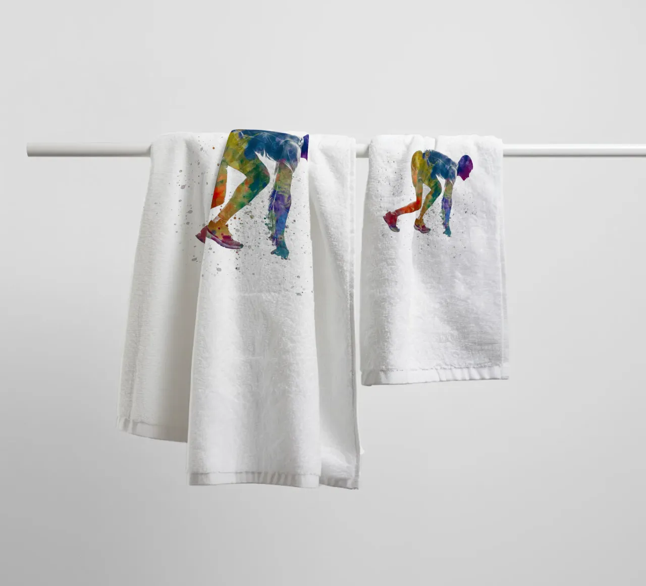 Atleta corridore in acquerello asciugamano da bagno da ⚽ Sports Pulse