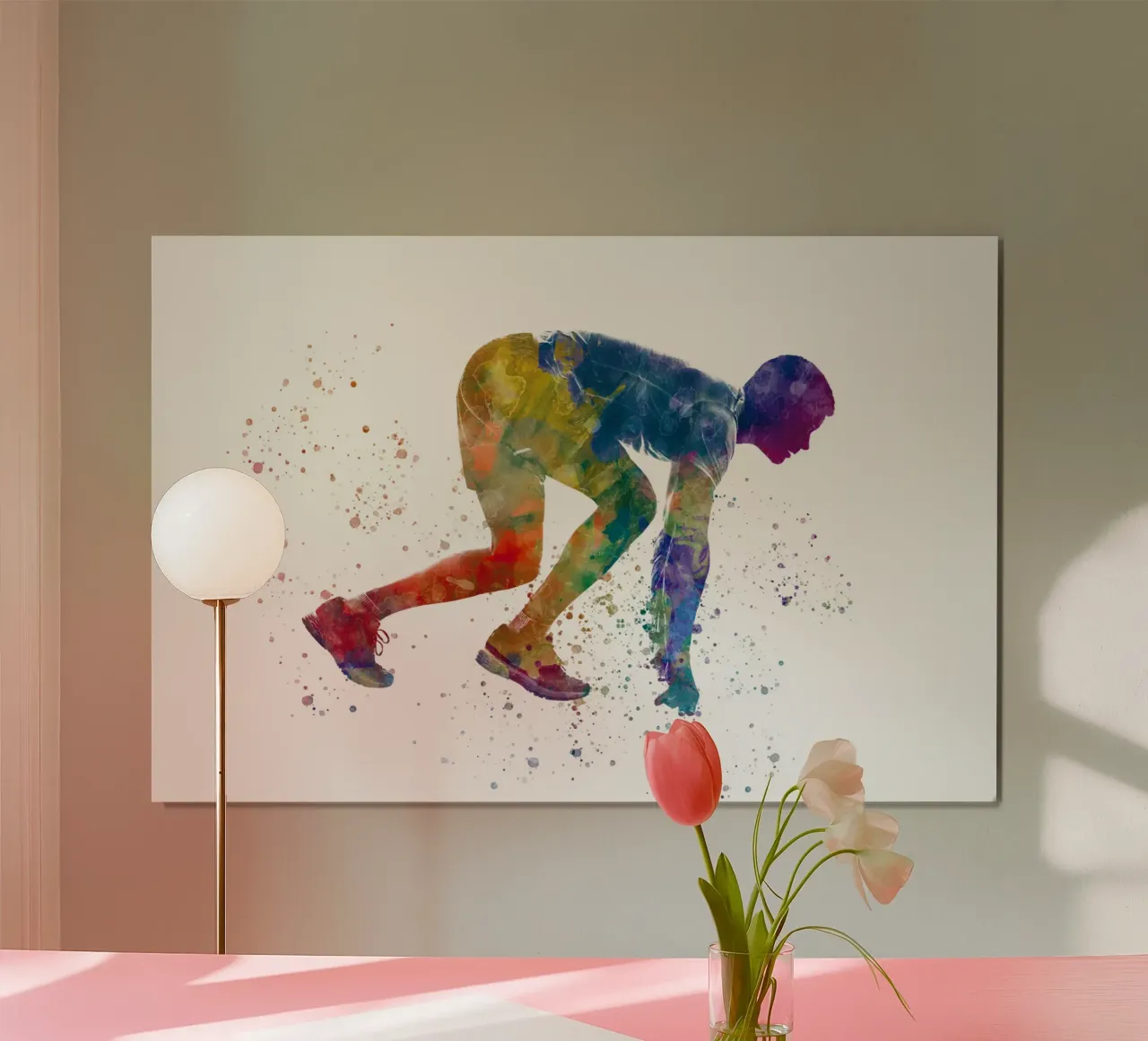 Atleta corridore in acquerello poster con telaio in alluminio da ⚽ Sports Pulse