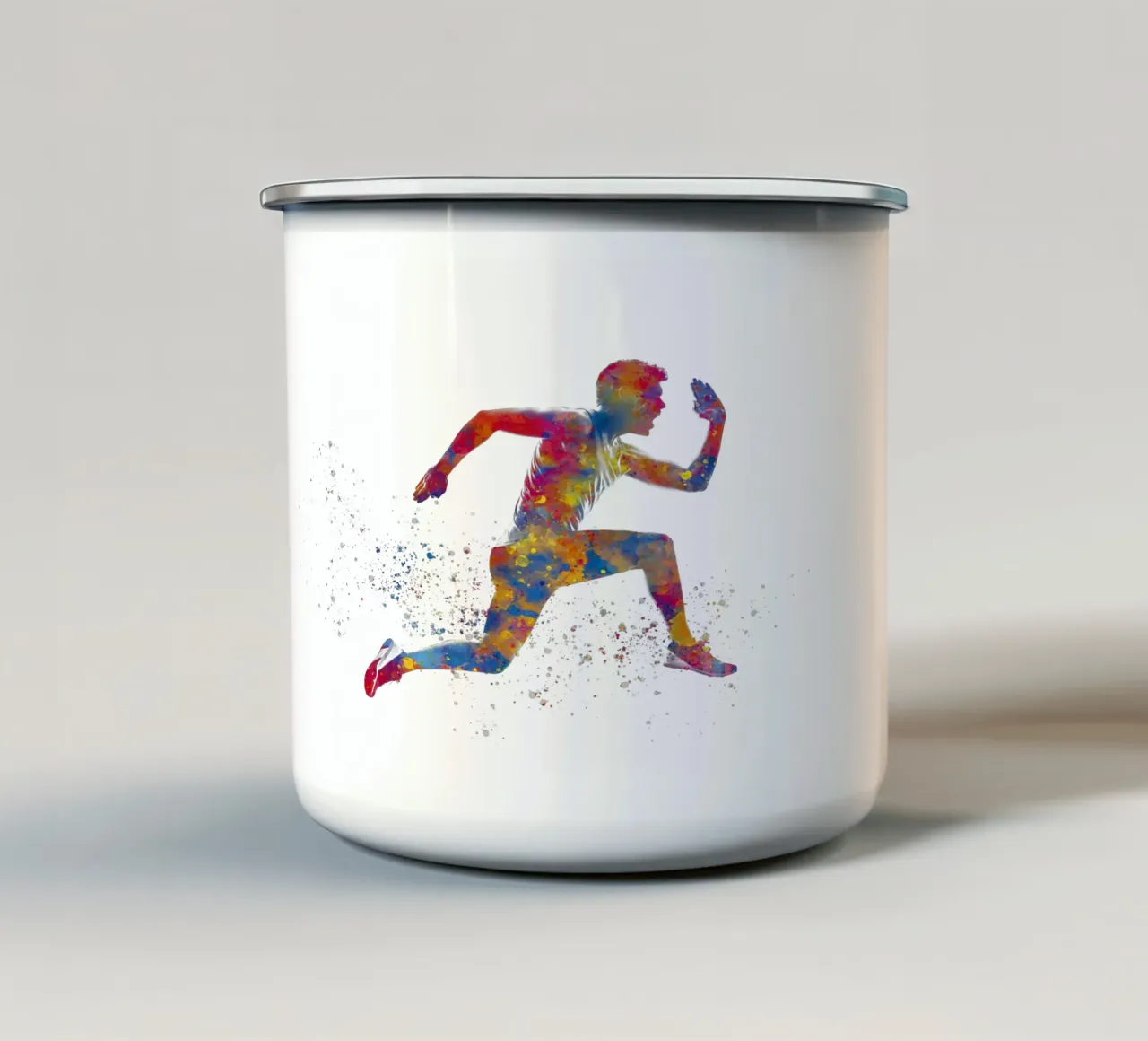 Atleet hardloper in aquarel emaille mok van ⚽ Sports Pulse