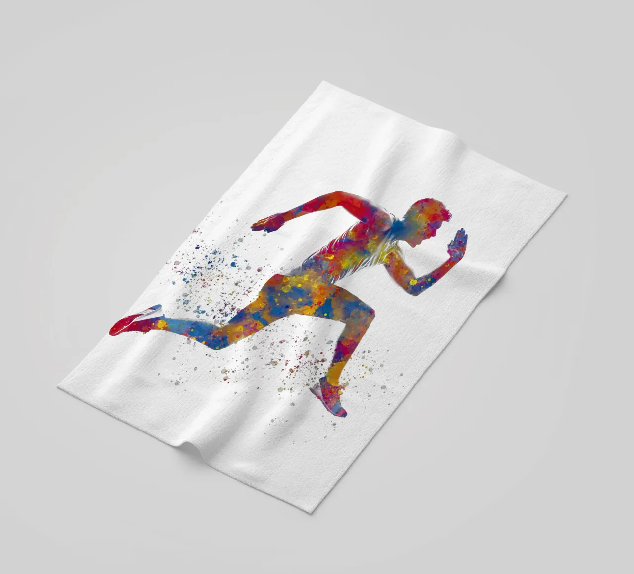Atleta corridore in acquerello telo mare da ⚽ Sports Pulse
