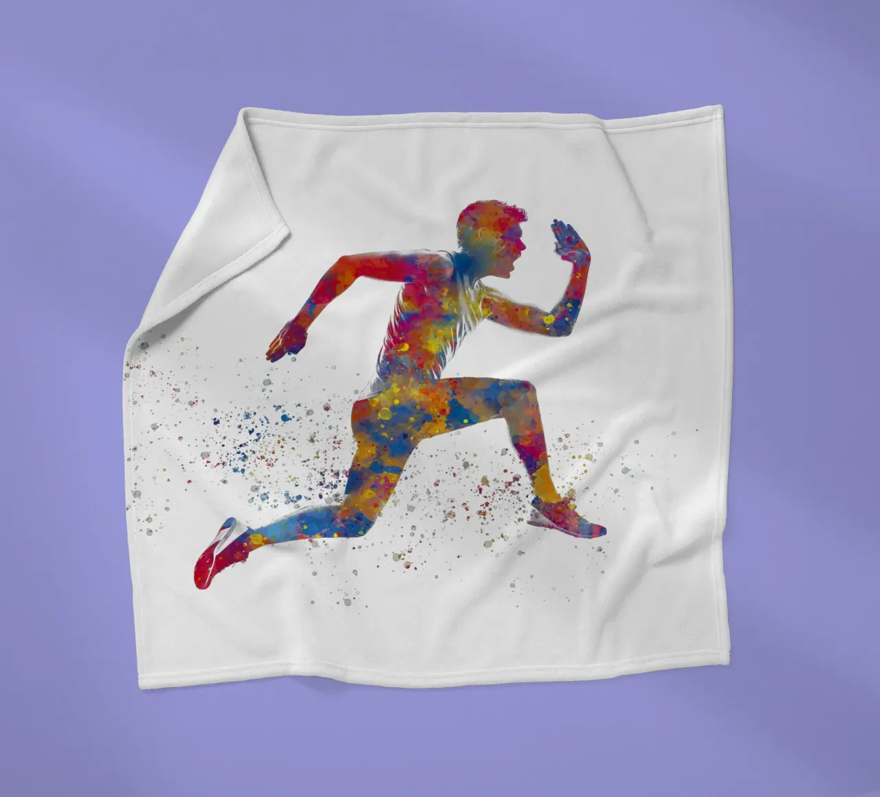 Atleta corridore in acquerello coperta in pile da ⚽ Sports Pulse