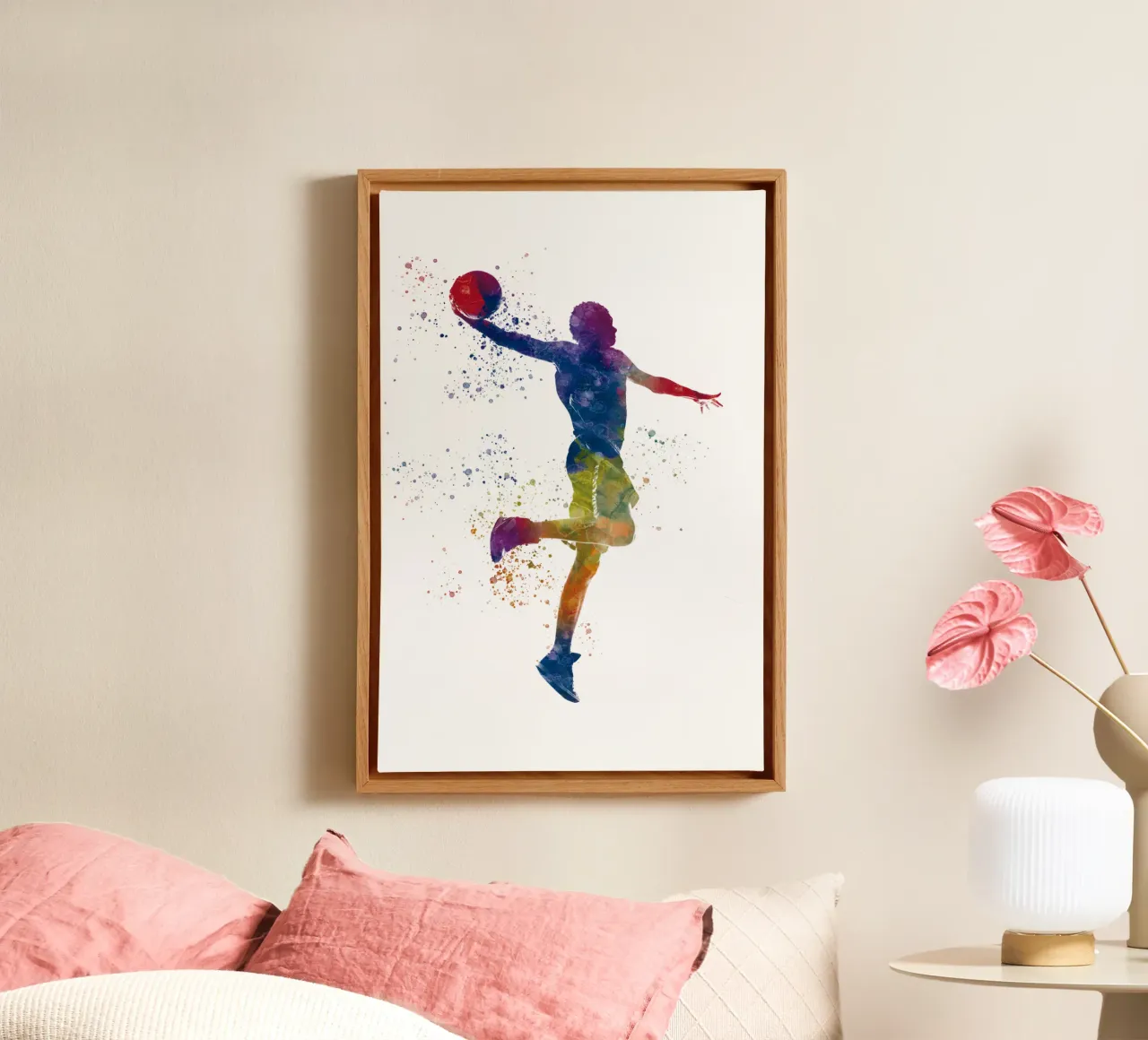 Atleta corridore in acquerello tela con Cornice a cassetta da ⚽ Sports Pulse