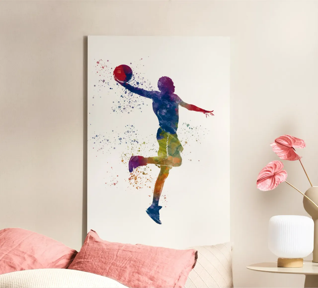 Atleta corridore in acquerello tela con Cornice a cassetta da ⚽ Sports Pulse