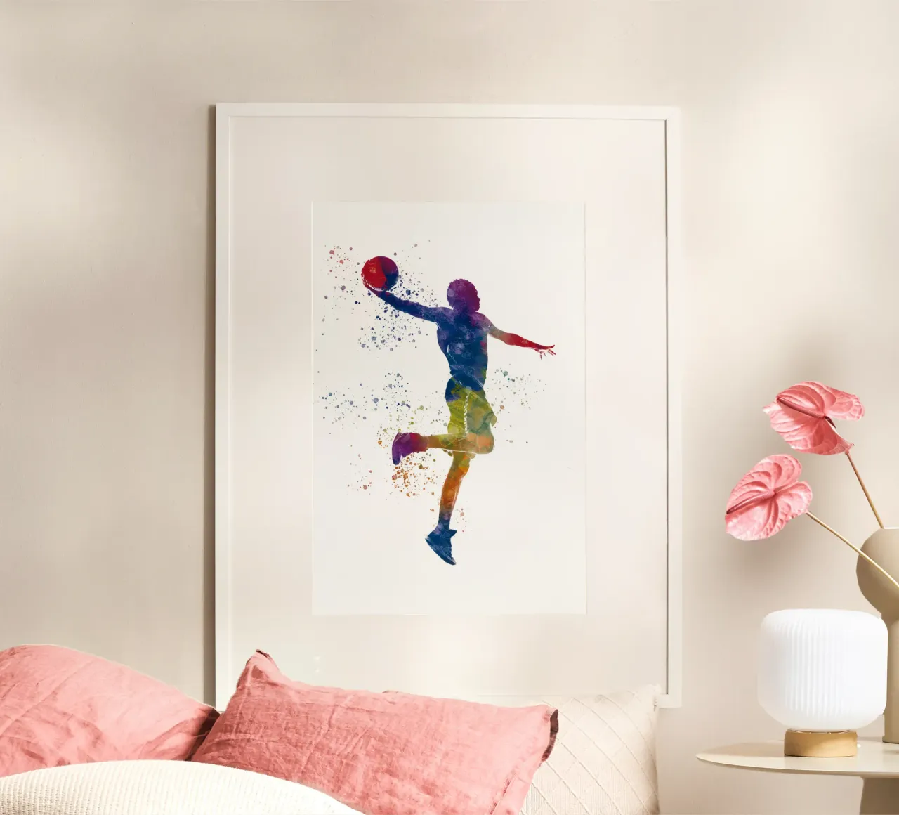 Atleta corridore in acquerello poster con telaio in legno da ⚽ Sports Pulse