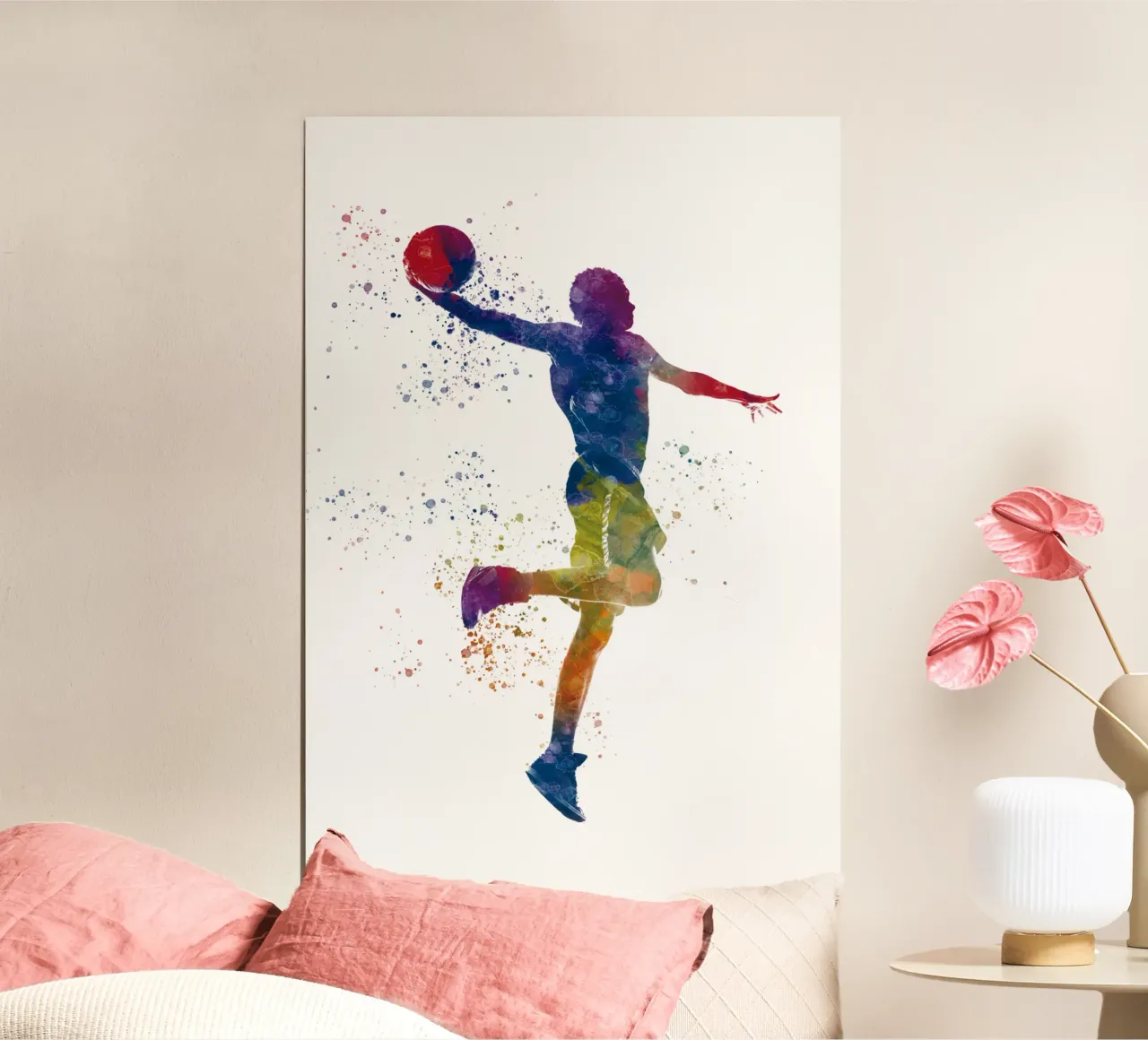 Atleta corridore in acquerello poster con telaio in legno da ⚽ Sports Pulse