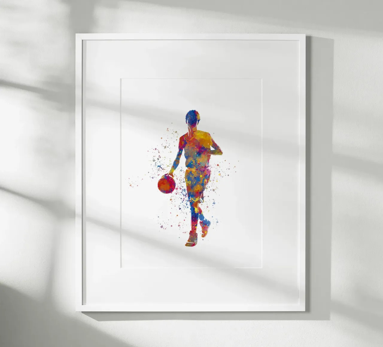 Giocatore di basket ad acquerello poster con telaio in plastica da ⚽ Sports Pulse
