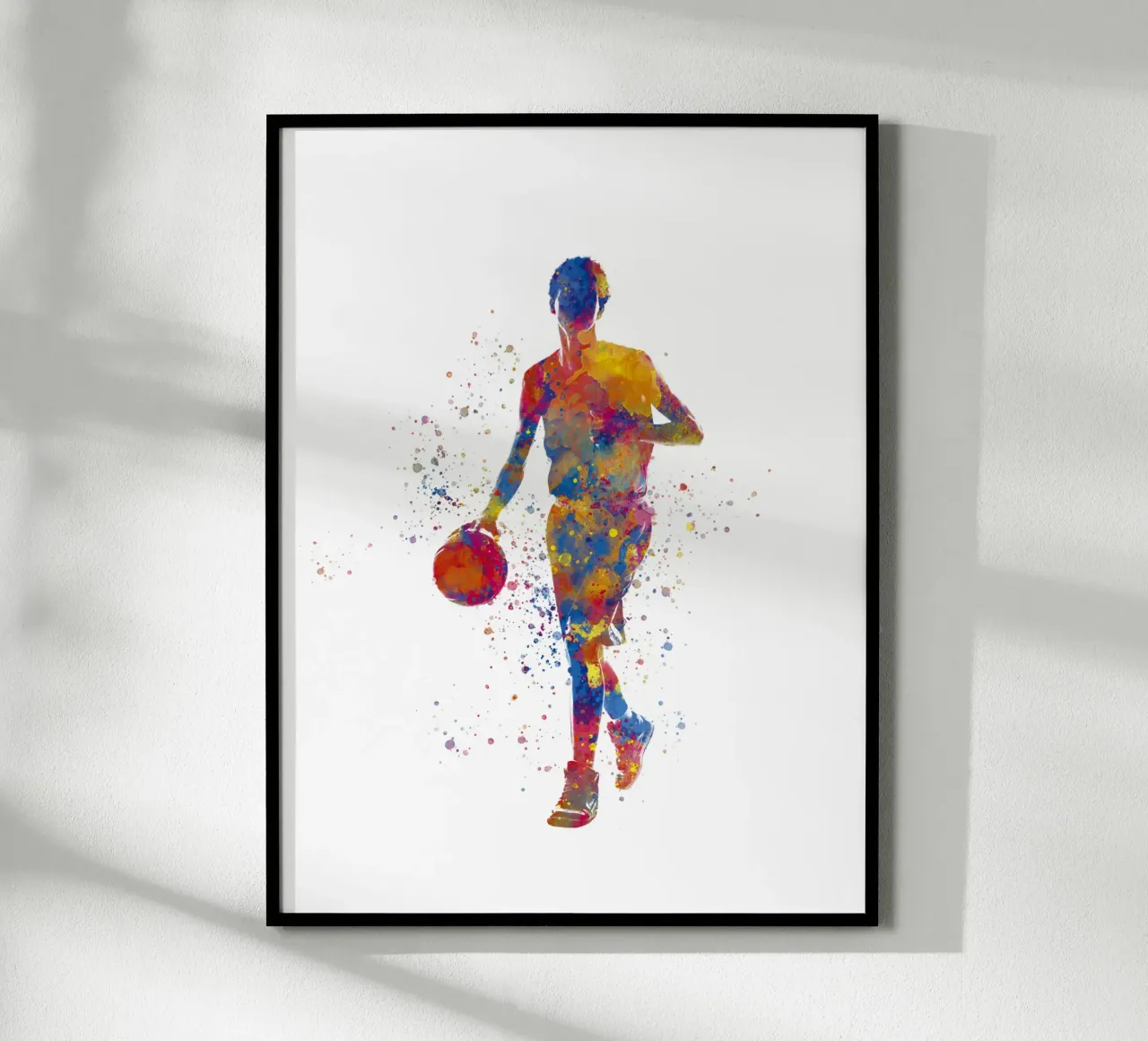 Giocatore di basket ad acquerello poster con telaio in plastica da ⚽ Sports Pulse