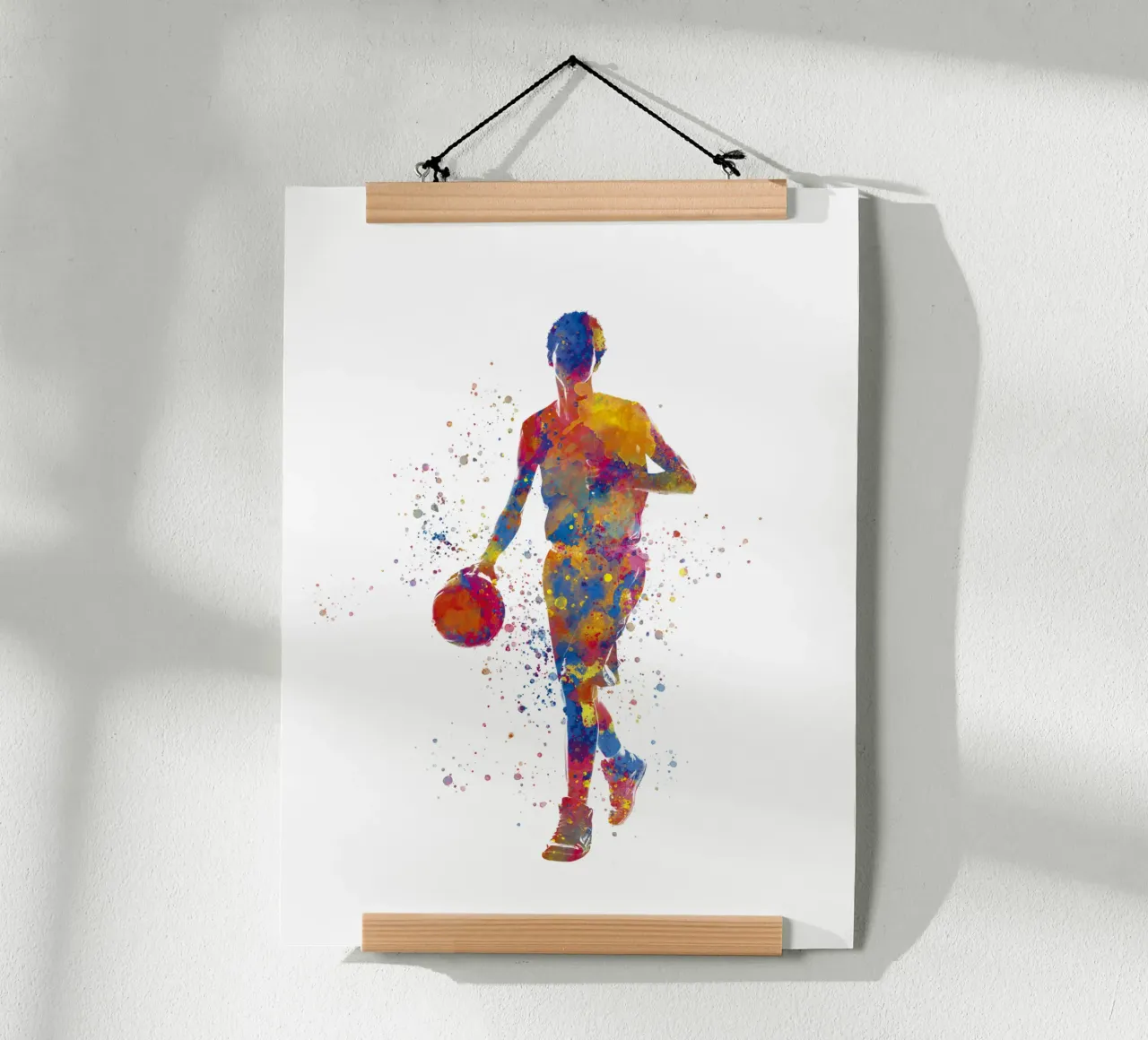 Giocatore di basket ad acquerello poster con telaio in plastica da ⚽ Sports Pulse