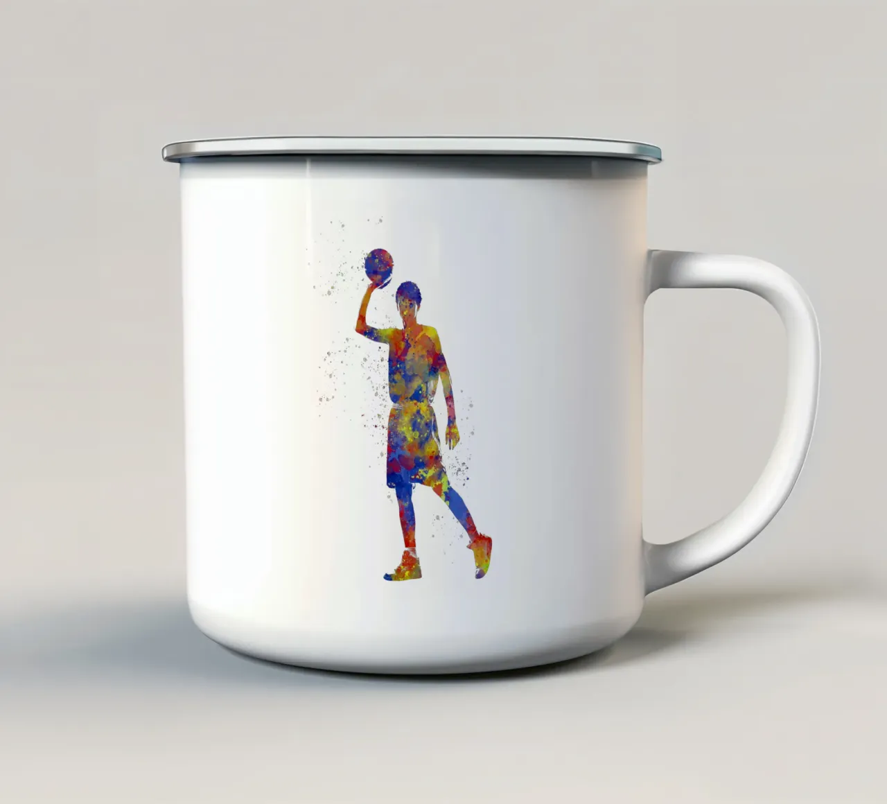 Giocatore di basket ad acquerello tazza in smalto da ⚽ Sports Pulse