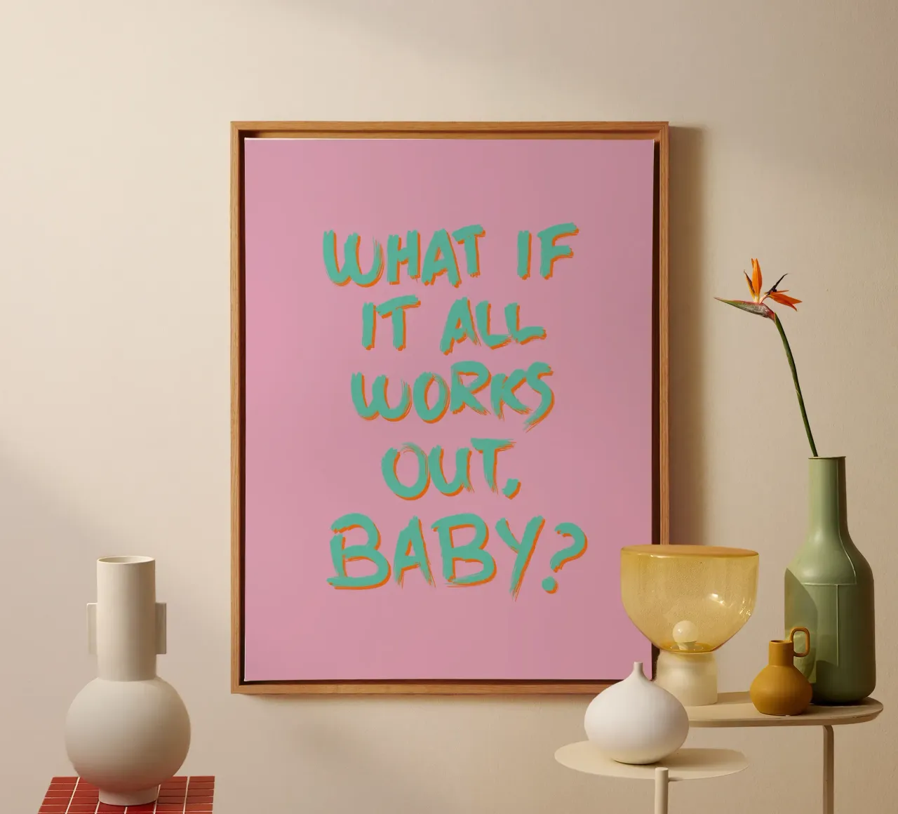 What if it all works out, baby? tela con Cornice a cassetta da Fraysein Design