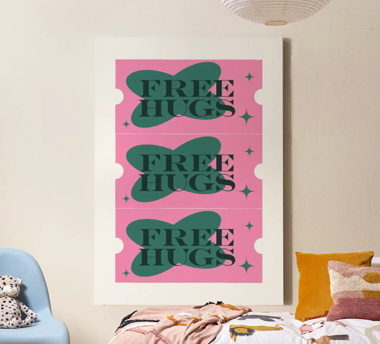 Arte da parete del biglietto Abbracci gratis - Poster digitale in stile Y2K tela con Cornice a cassetta da homdeco