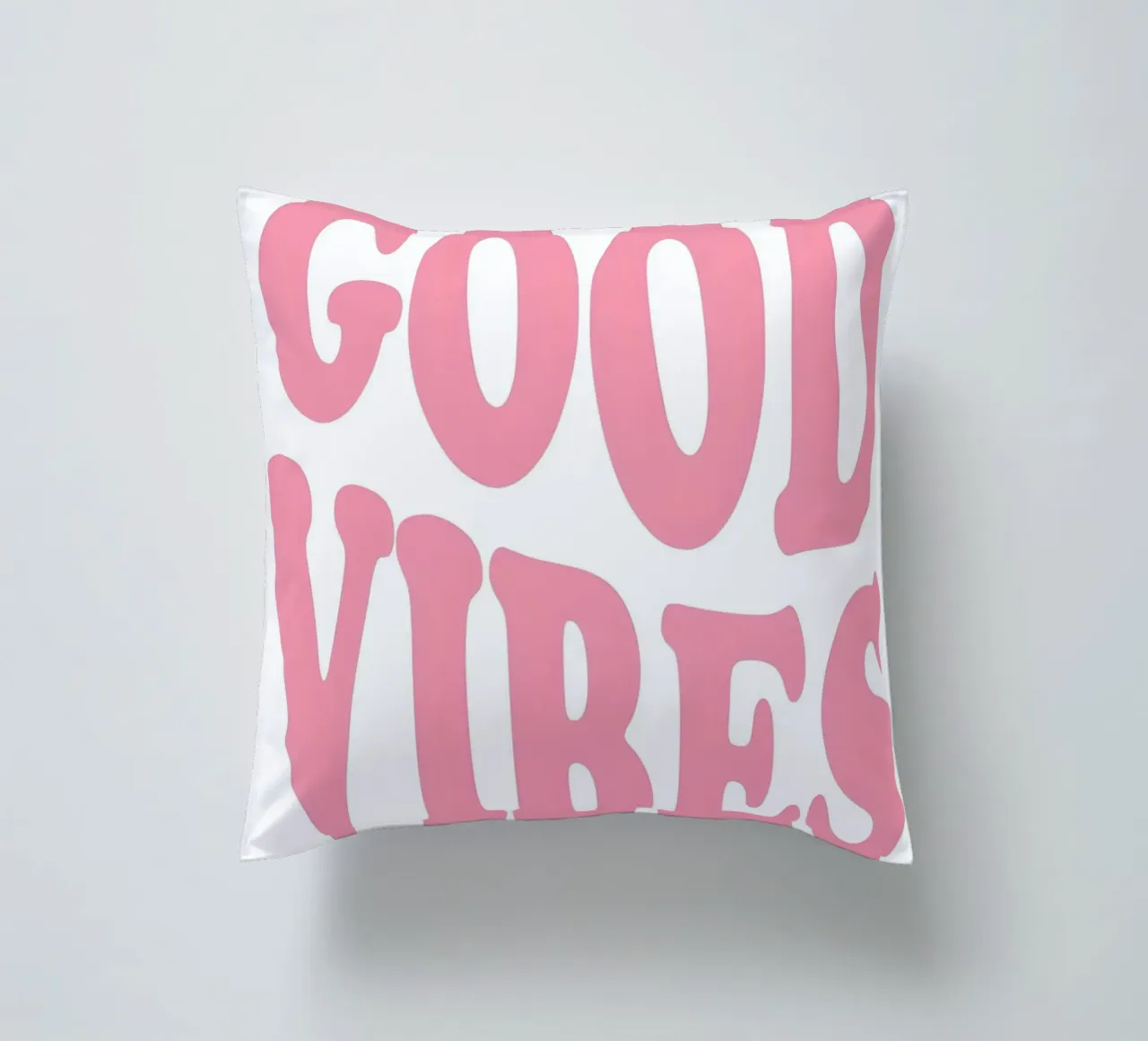 Poster Groovy Good Vibes - Stampa tipografica rosa retrò cuscino da homdeco