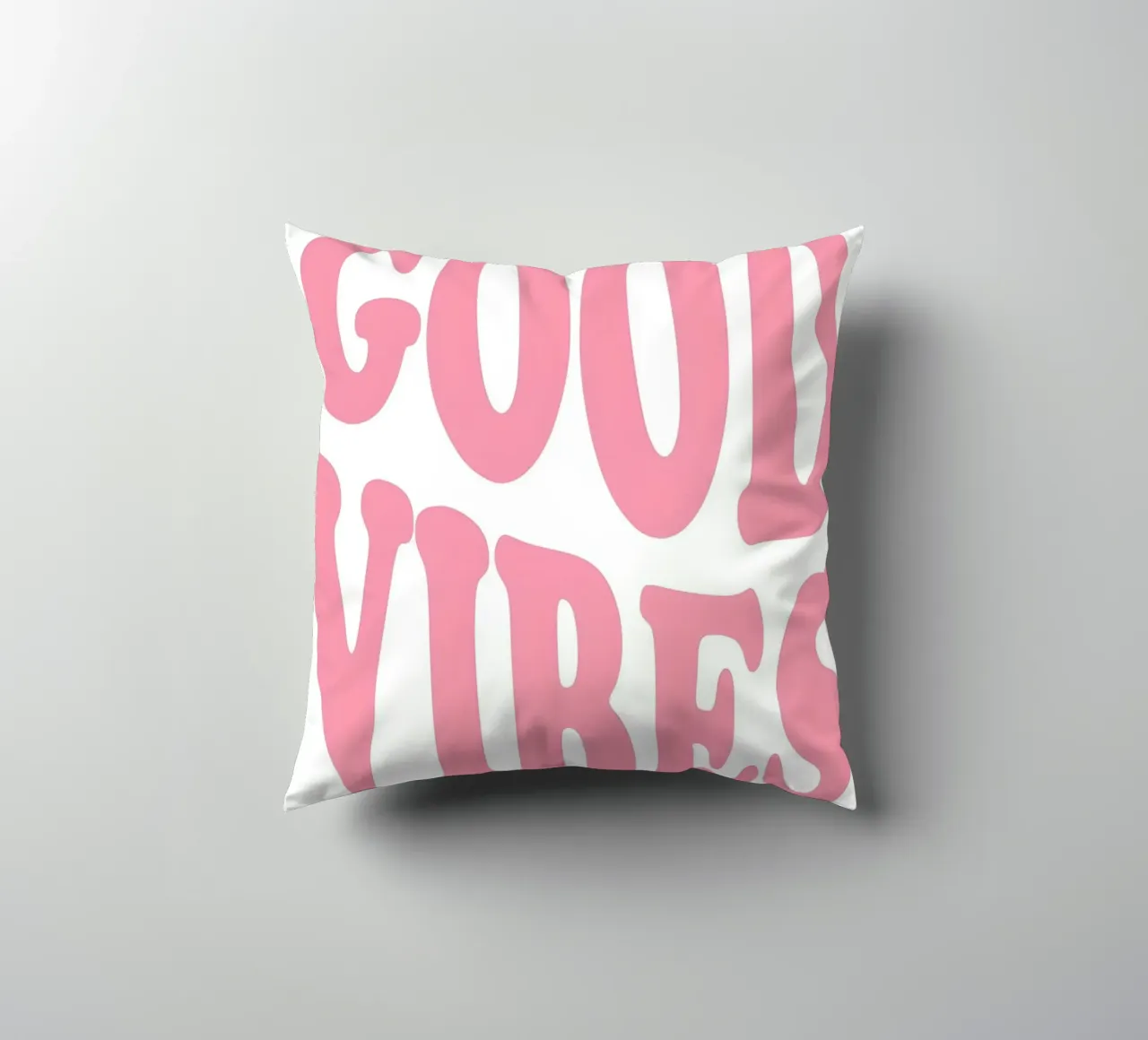 Poster Groovy Good Vibes - Stampa tipografica rosa retrò cuscino da homdeco