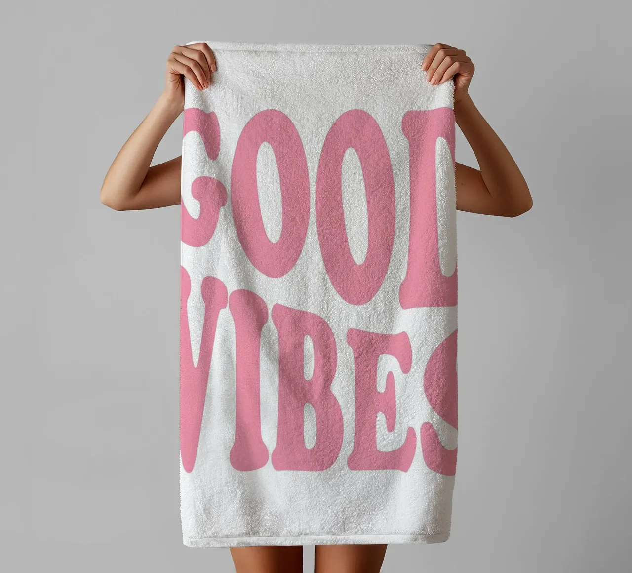 Groovy Good Vibes Poster - Retro Pink Typography Print towel by homdeco