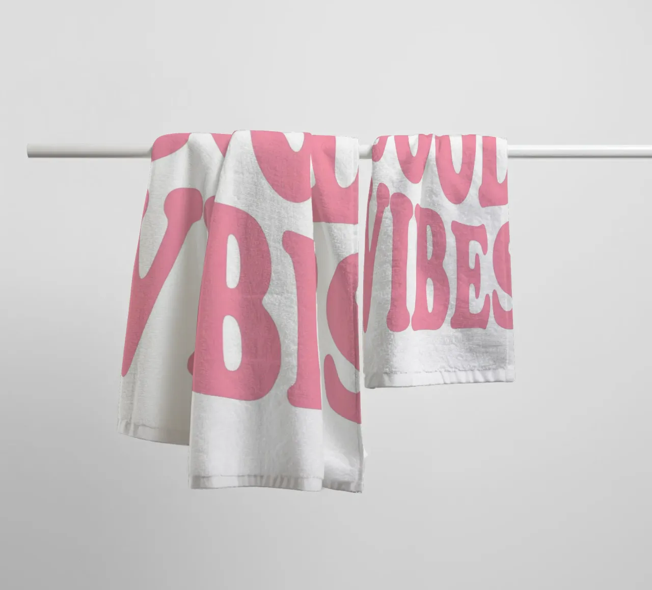 Groovy Good Vibes Poster - Retro Pink Typography Print towel by homdeco