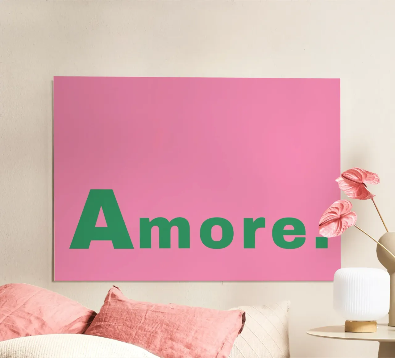 Poster retrò Amore - Arte d'amore minimalista rosa e verde poster con telaio in alluminio da homdeco