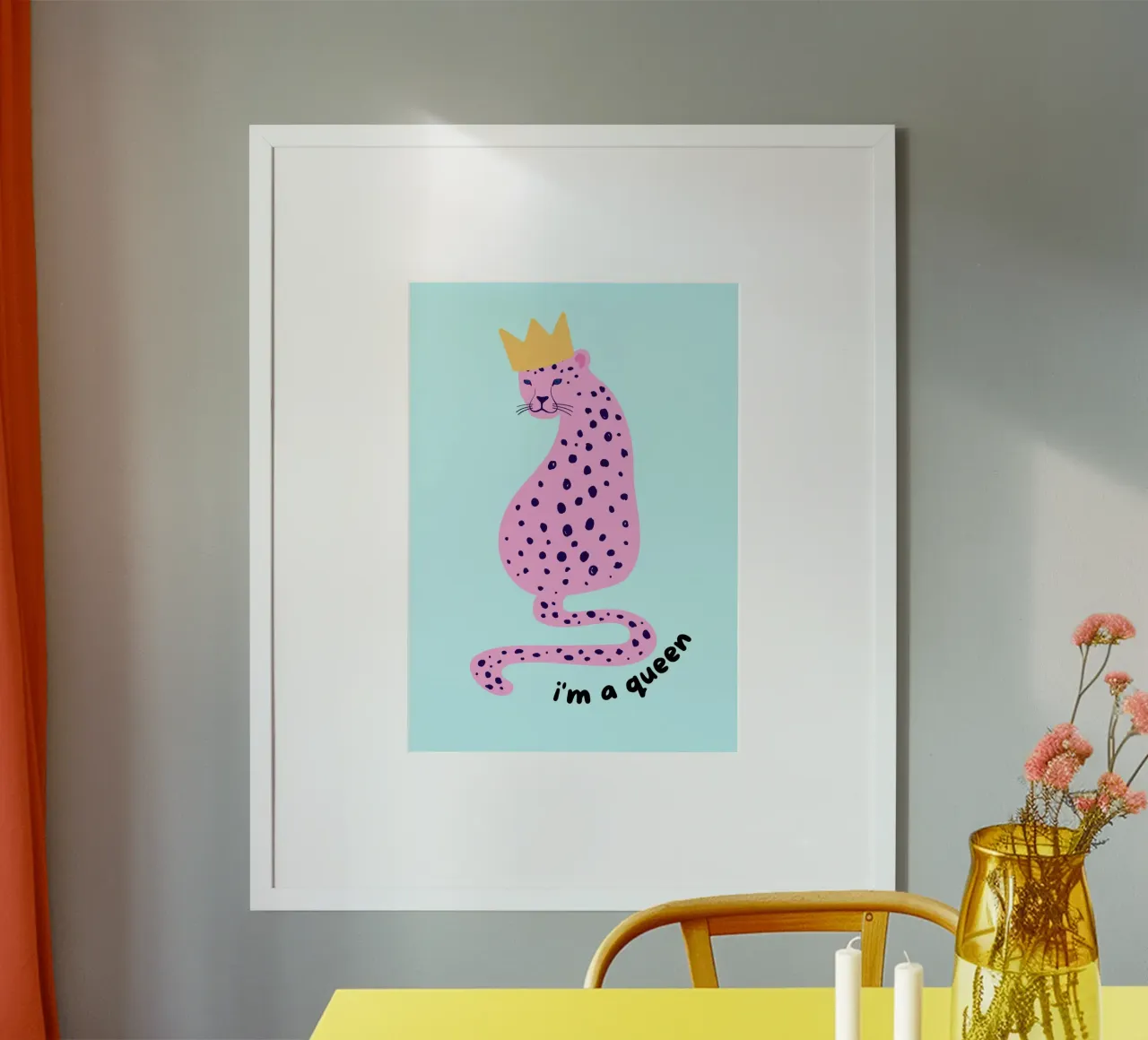 Poster I'm a Queen - Leopardo rosa con corona d'arte poster da homdeco