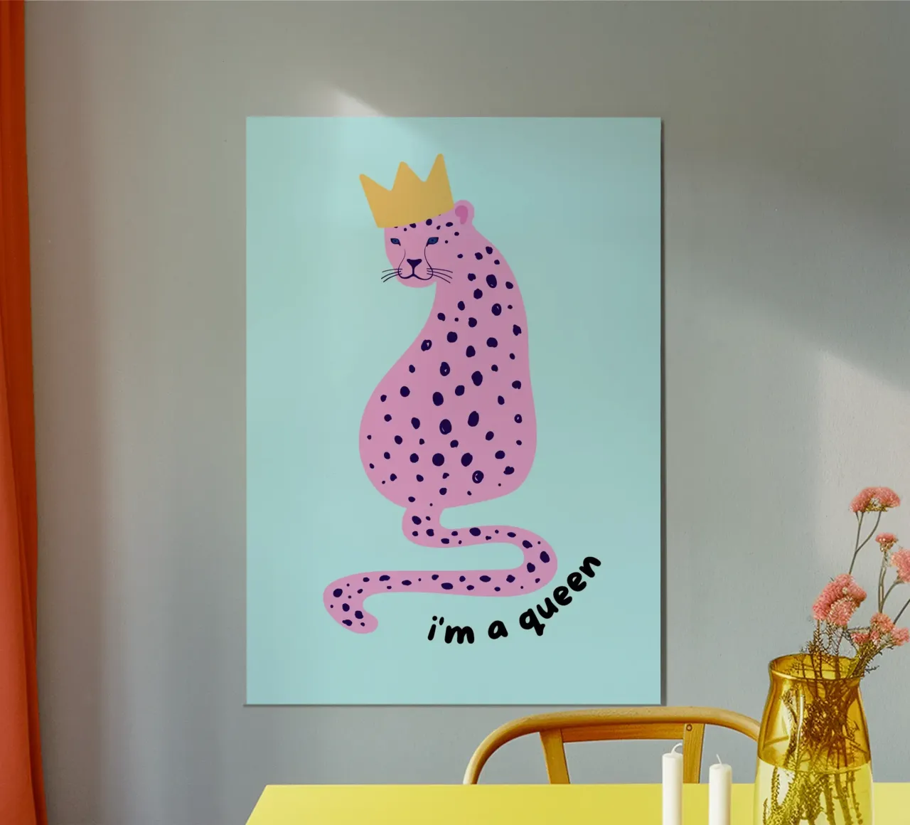 Poster I'm a Queen - Leopardo rosa con corona d'arte poster da homdeco