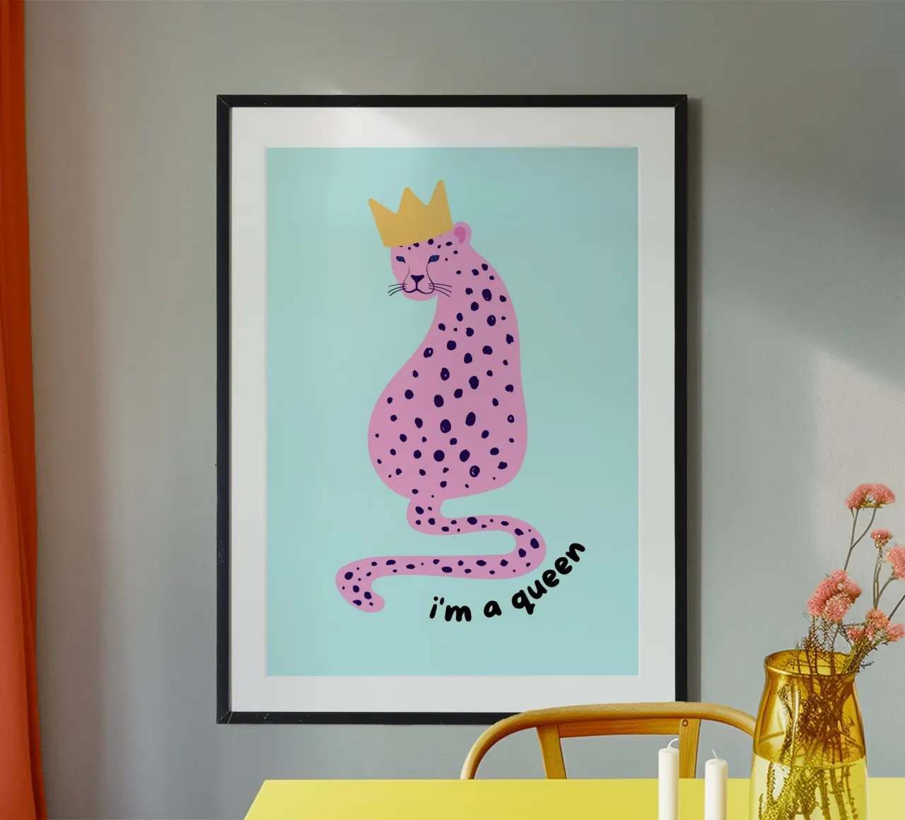 Poster I'm a Queen - Leopardo rosa con corona d'arte poster da homdeco