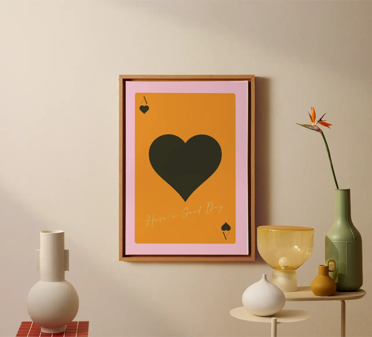 Have a Good Day - Schoppen Aas Kaart Kunst canvas met Baklijst van homdeco