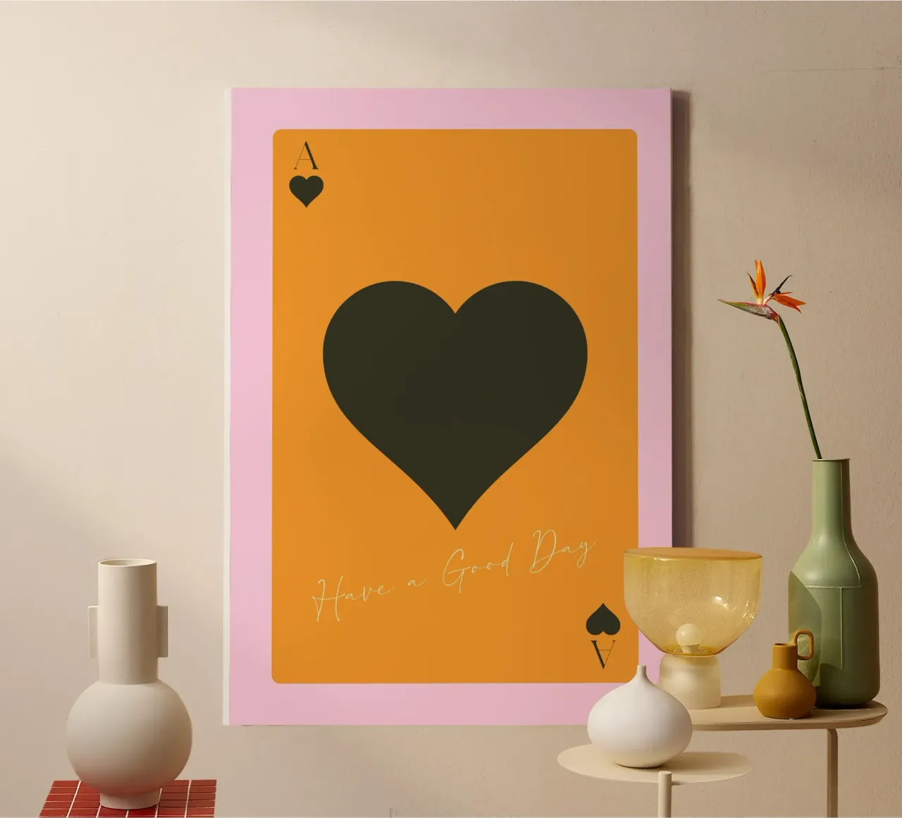 Have a Good Day - Schoppen Aas Kaart Kunst canvas met Baklijst van homdeco