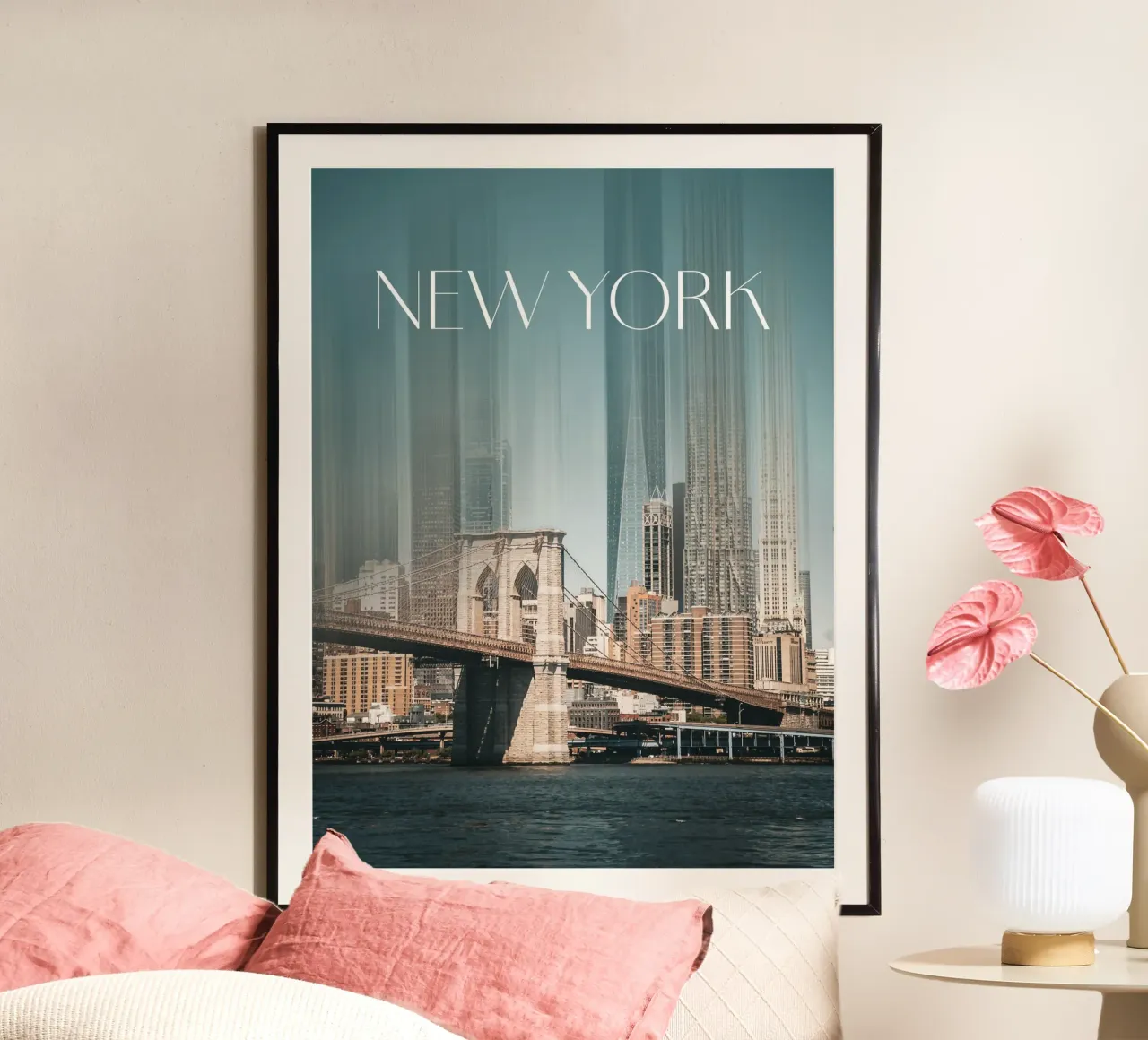New York poster con telaio in alluminio da Flo Klein
