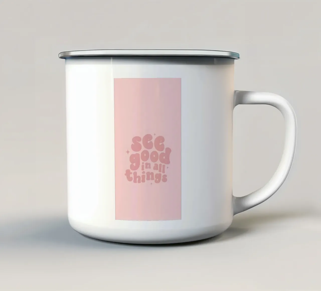 Vedere il bene in tutte le cose - Poster Art Rosa Groovy tazza in smalto da homdeco