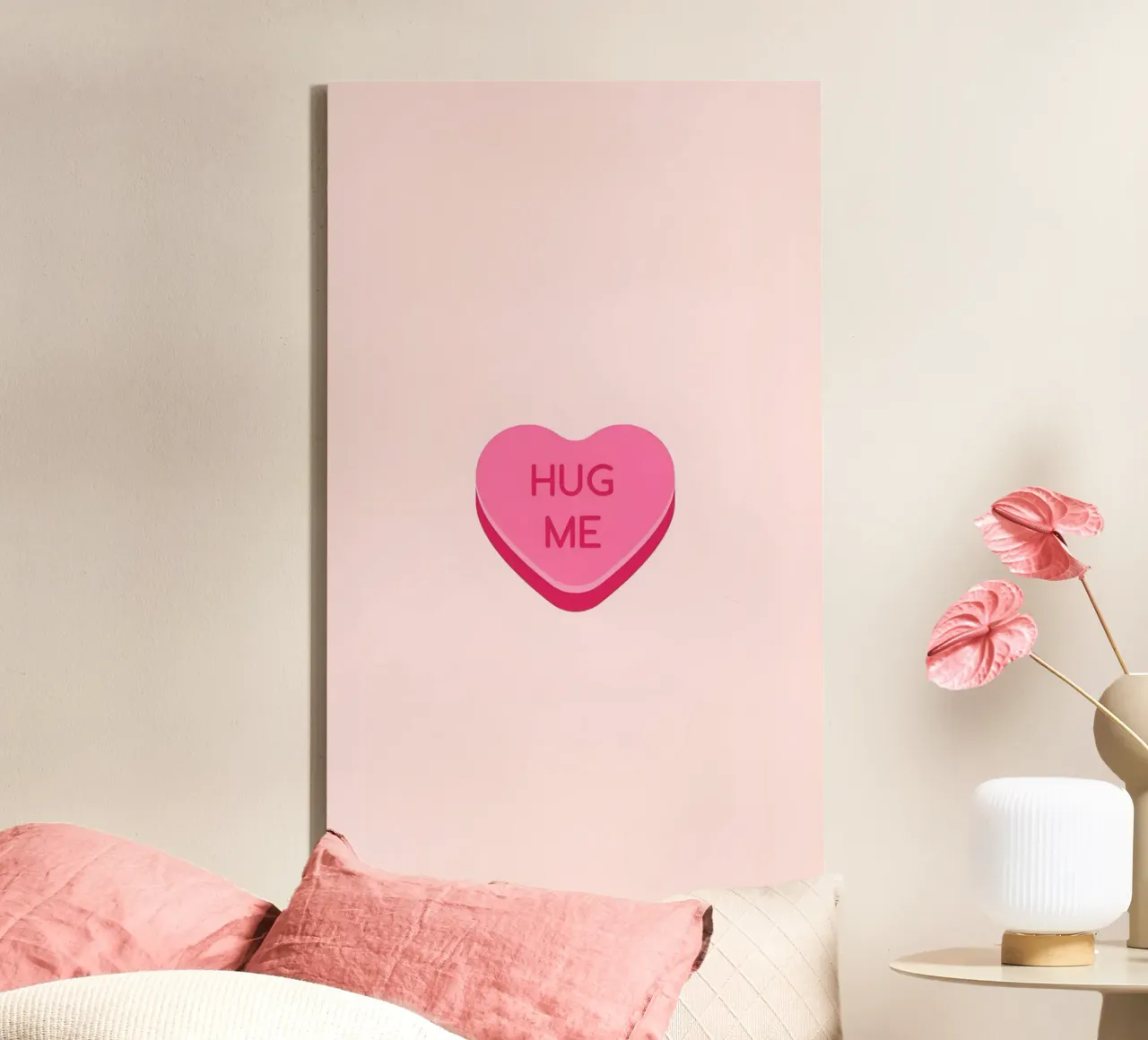 Knuffel me - Valentijnsdag Snoep Hart Kunst canvas met Baklijst van homdeco