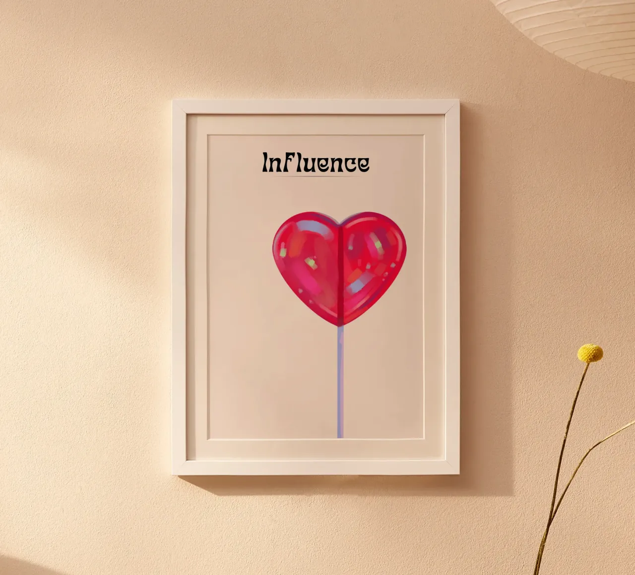 Influenza - Poster con lecca-lecca a cuore rosso poster con telaio in plastica da homdeco