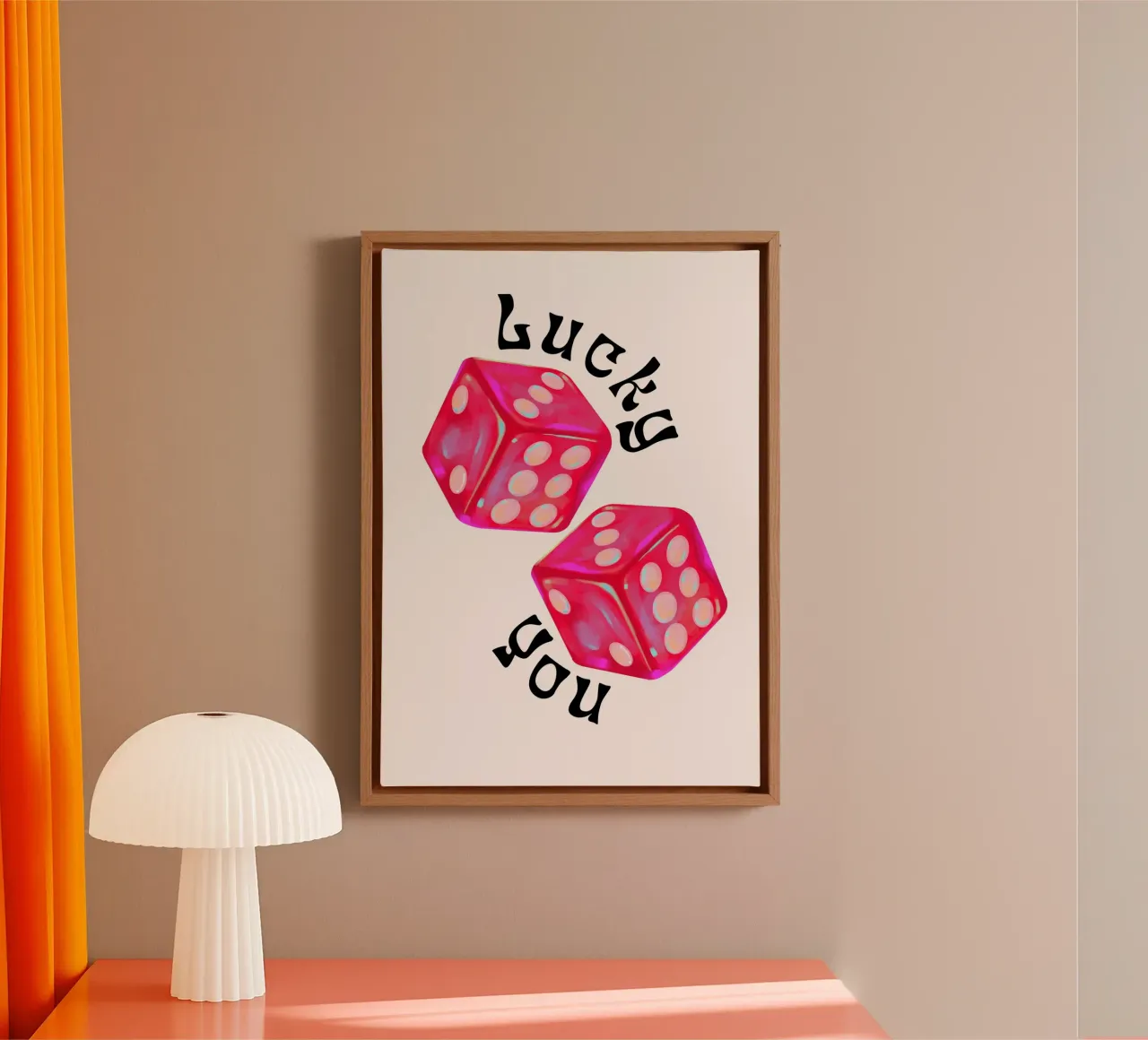 Lucky You - Rolling Dice Gokkunst canvas met Baklijst van homdeco